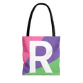 Monogram 'R' Colorblock Tote Bag — Personalized Initial R Shoulder Tote