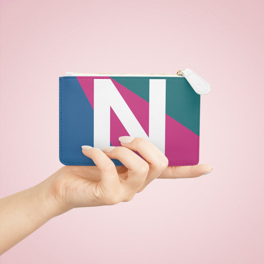 Initial N Mini Clutch — Colorblock Monogram Wristlet Wallet