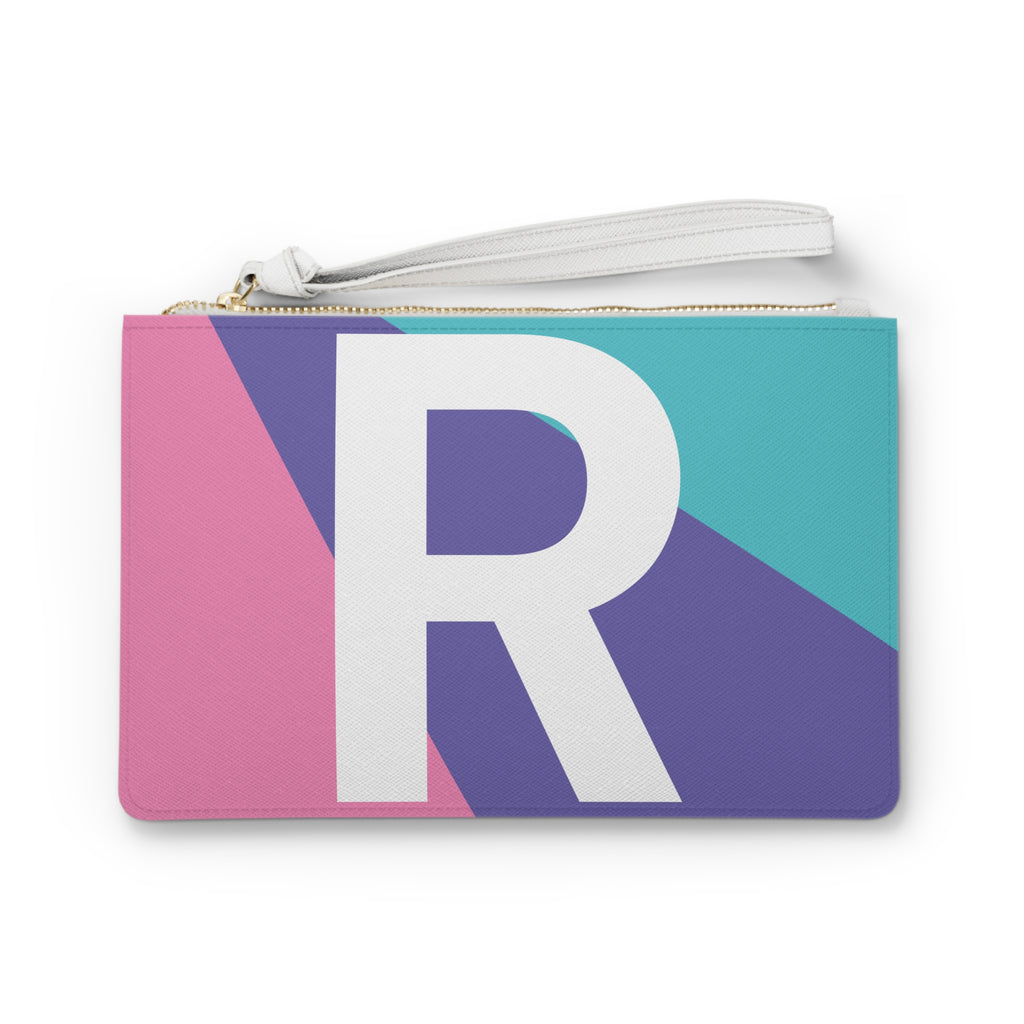 Monogram 'R' Colorblock Clutch Bag — Bold Geometric Wristlet for Everyday & Gifts