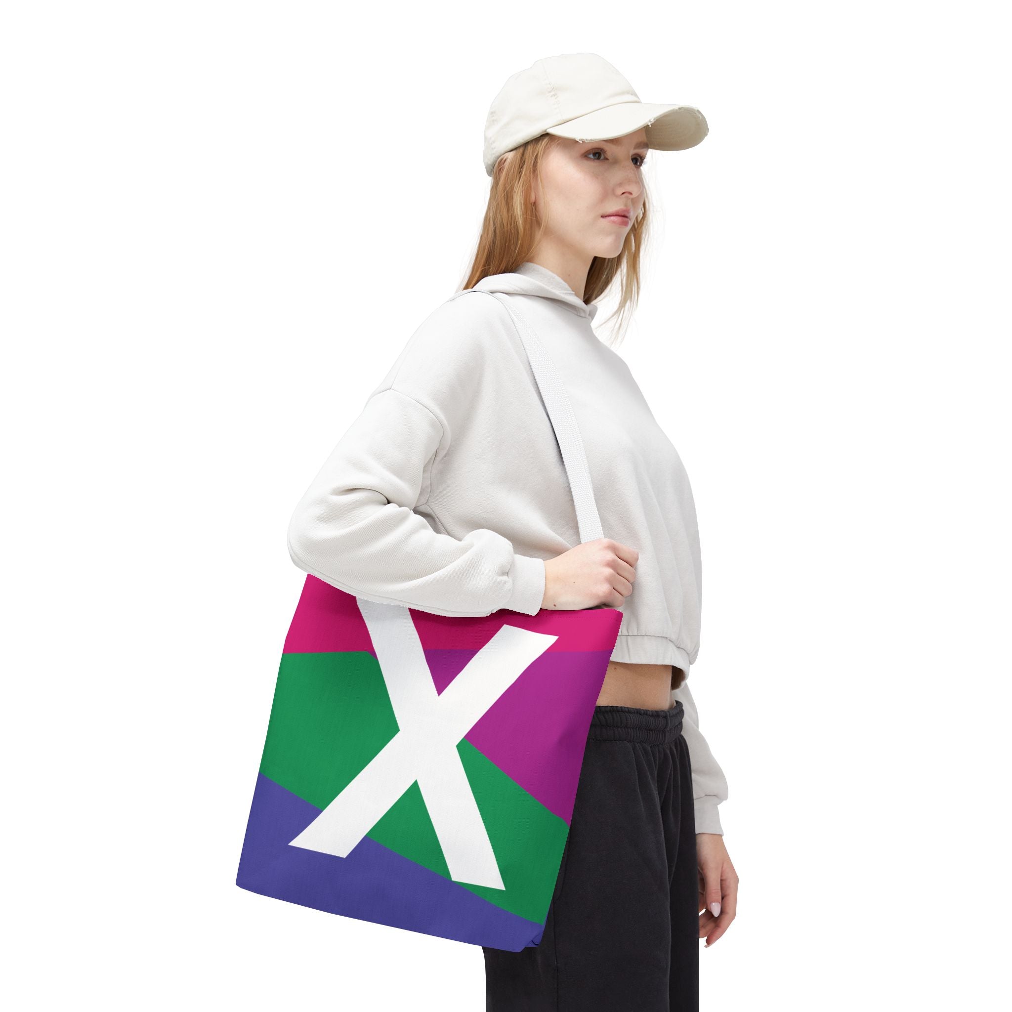 Monogram 'X' Colorblock Tote Bag — Personalized Initial X Shoulder Tote