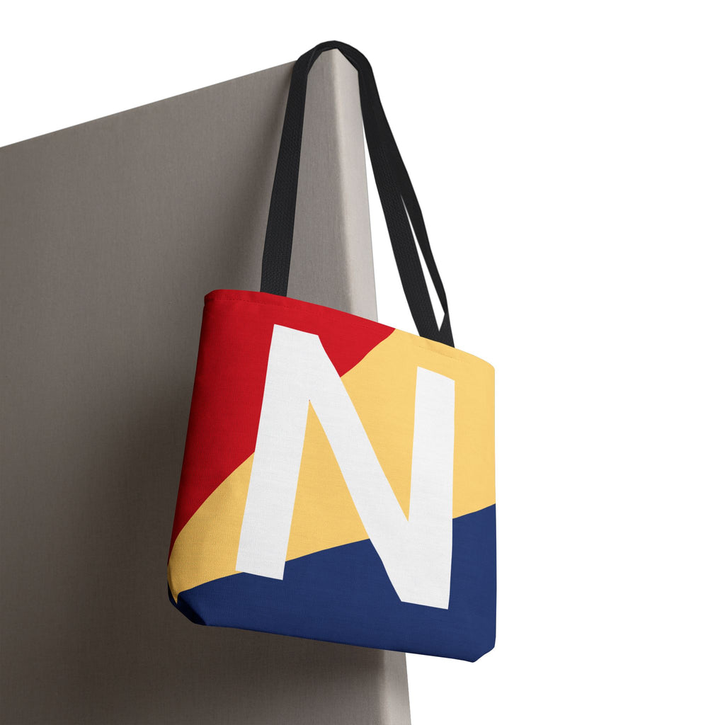 Monogram 'N' Colorblock Tote Bag — Personalized Initial N Shoulder Tote