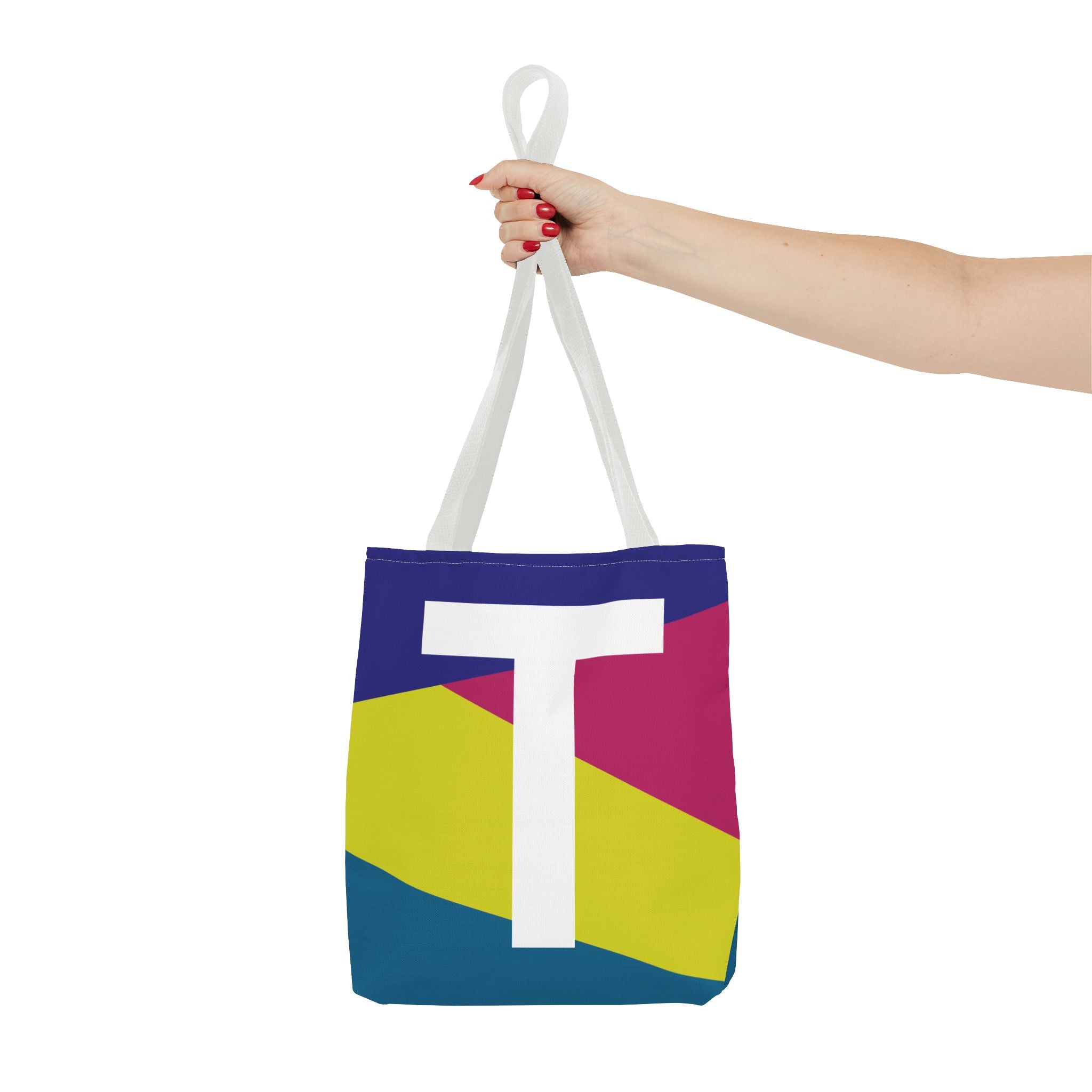 Monogram 'T' Colorblock Tote Bag — Personalized Initial T Shoulder Tote
