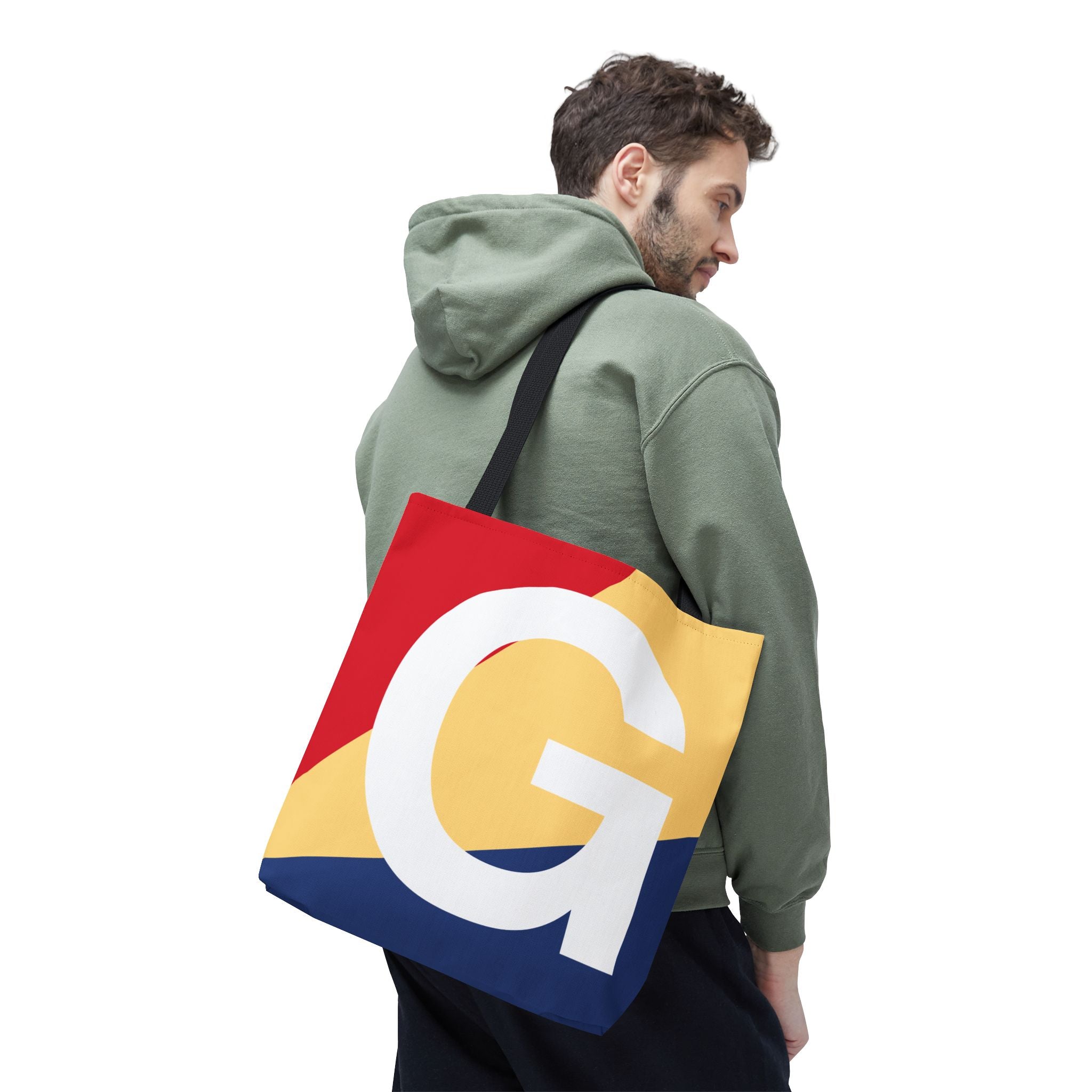 Monogram 'G' Colorblock Tote Bag — Personalized Initial G Shoulder Tote