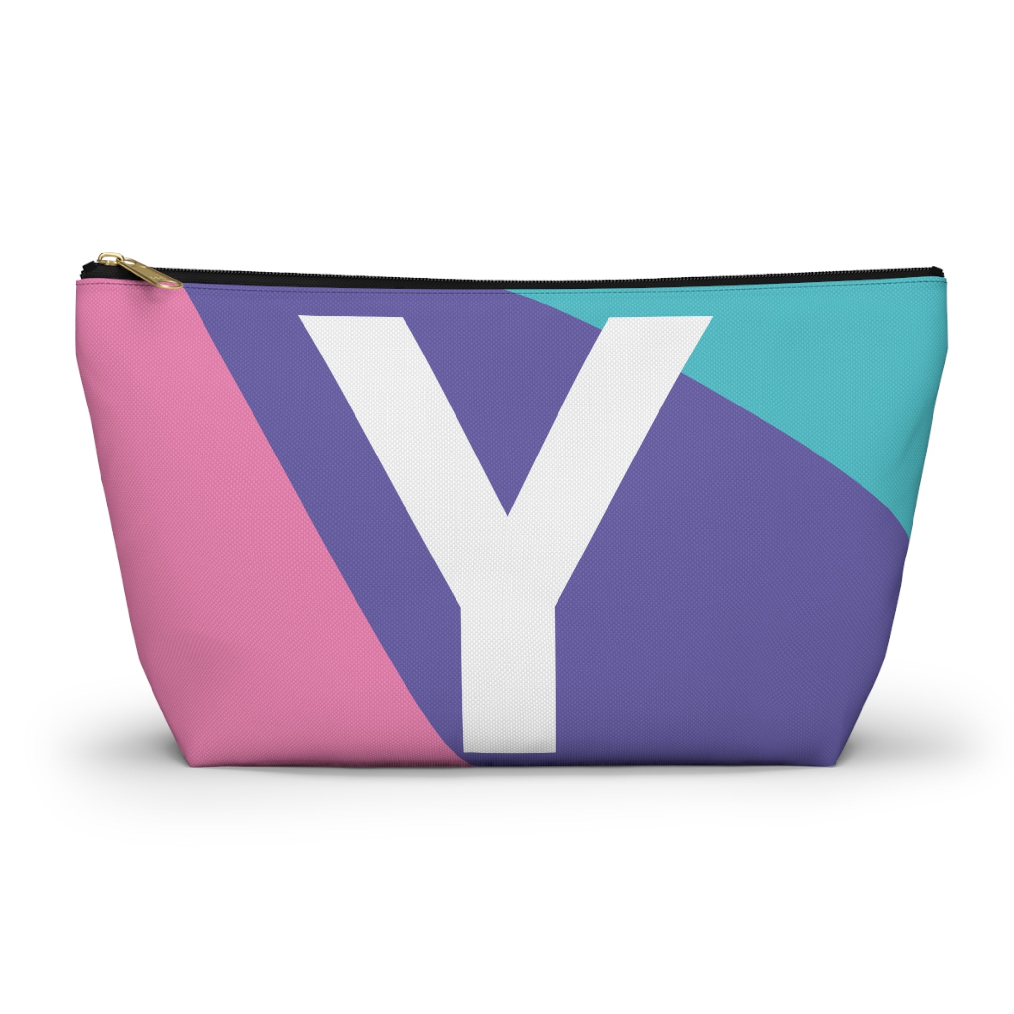 Initials Colorblock Accessory Pouch — Monogram Y T-Bottom Cosmetic Bag
