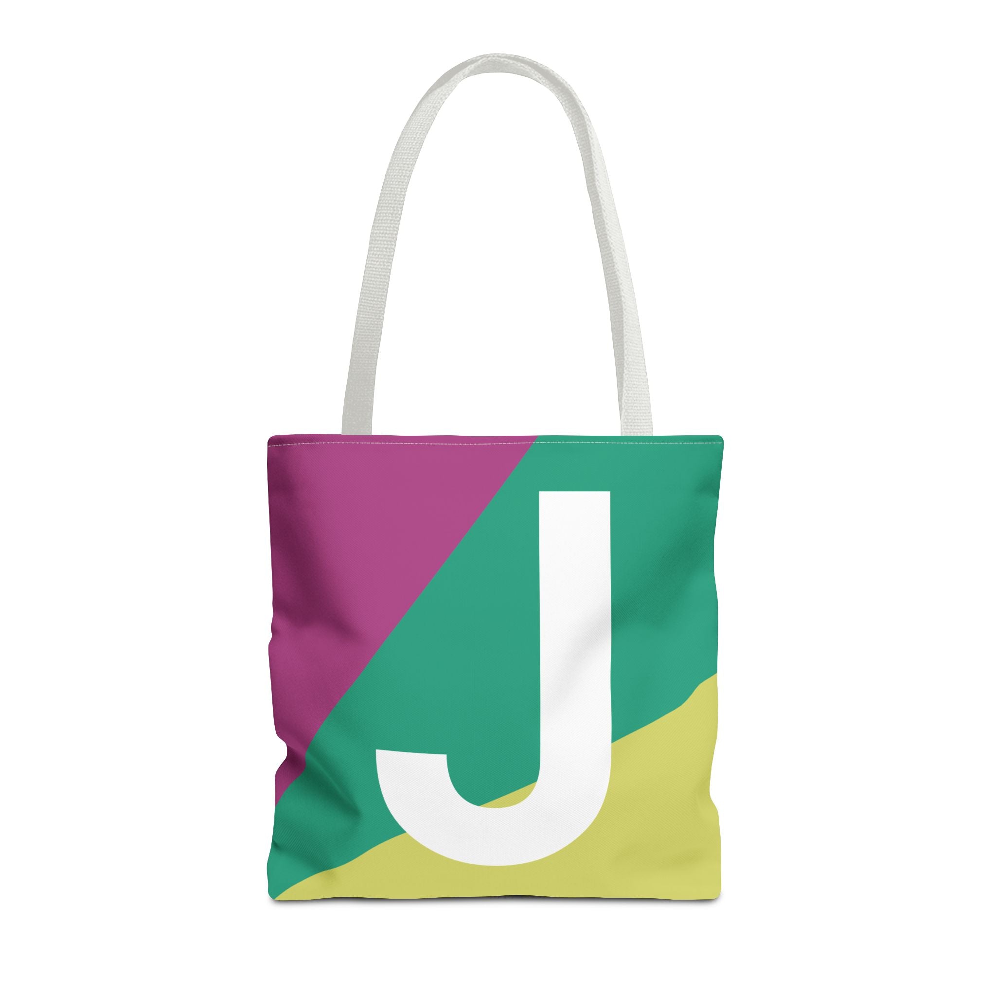 Monogram 'J' Colorblock Tote Bag — Personalized Initial J Shoulder Tote