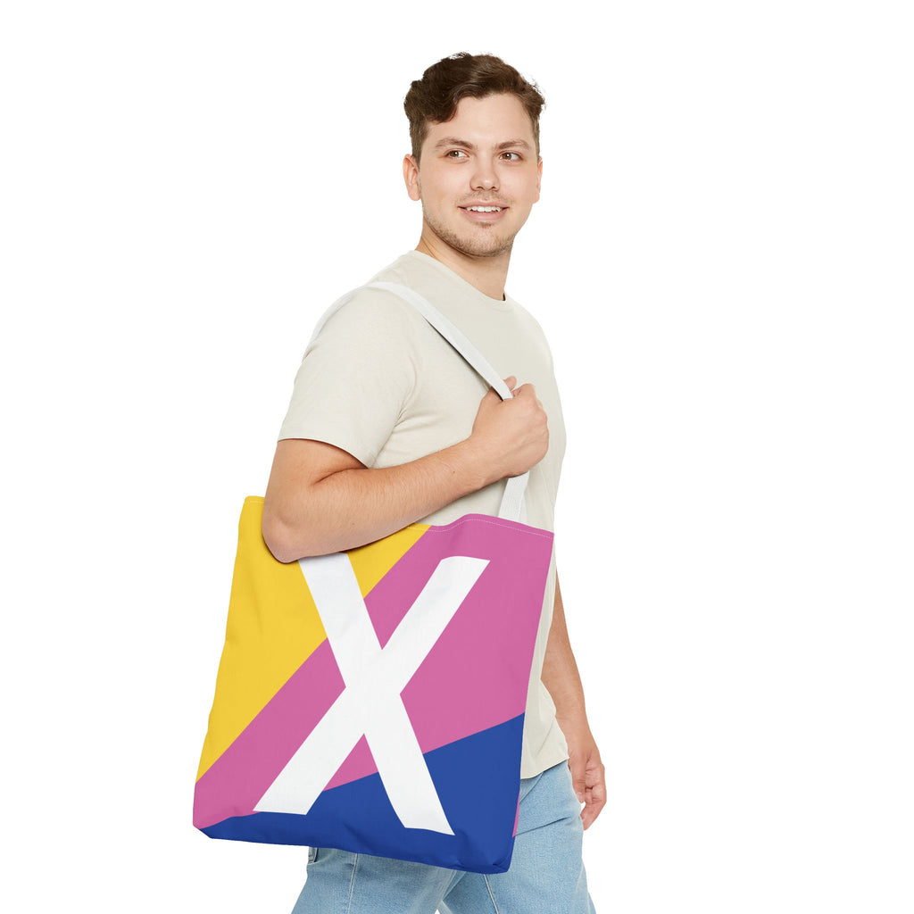 Monogram 'X' Colorblock Tote Bag — Personalized Initial X Shoulder Tote