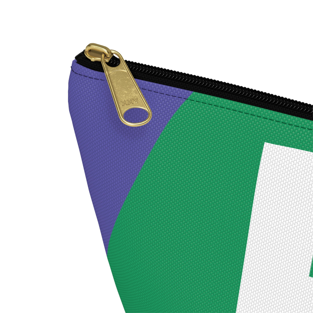 Initials Colorblock Accessory Pouch — Monogram F T-Bottom Cosmetic Bag