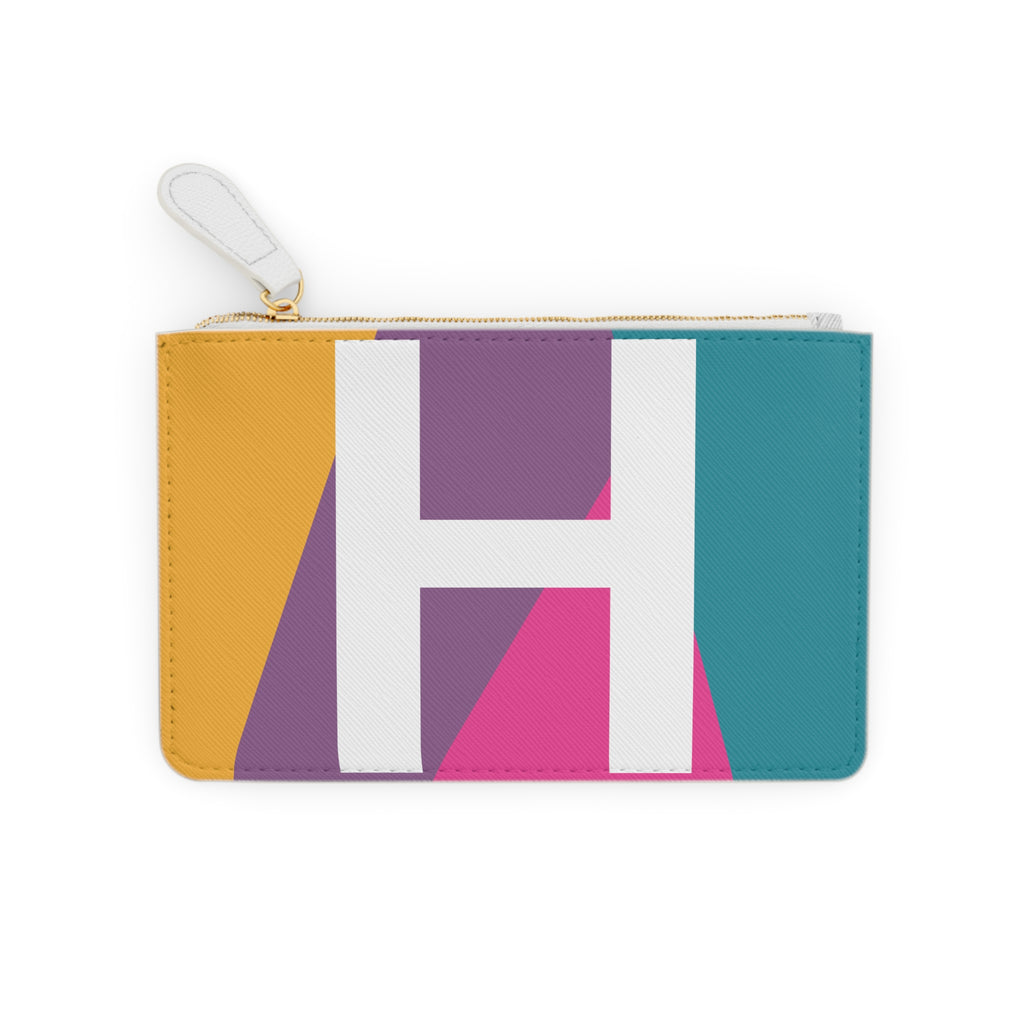 Initial H Mini Clutch — Colorblock Monogram Wristlet Wallet