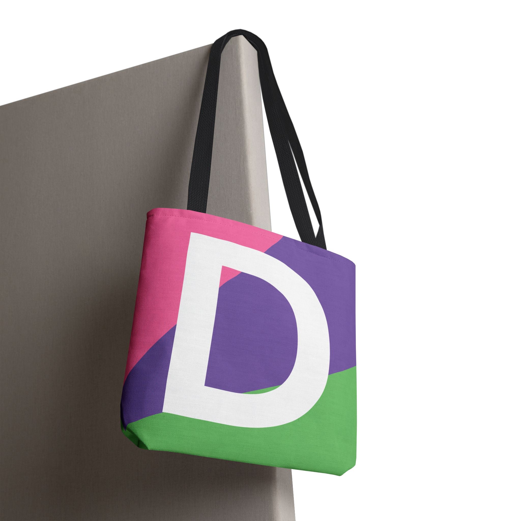 Monogram 'D' Colorblock Tote Bag — Personalized Initial D Shoulder Tote