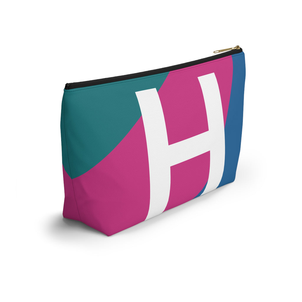 Initials Colorblock Accessory Pouch — Monogram H T-Bottom Cosmetic Bag