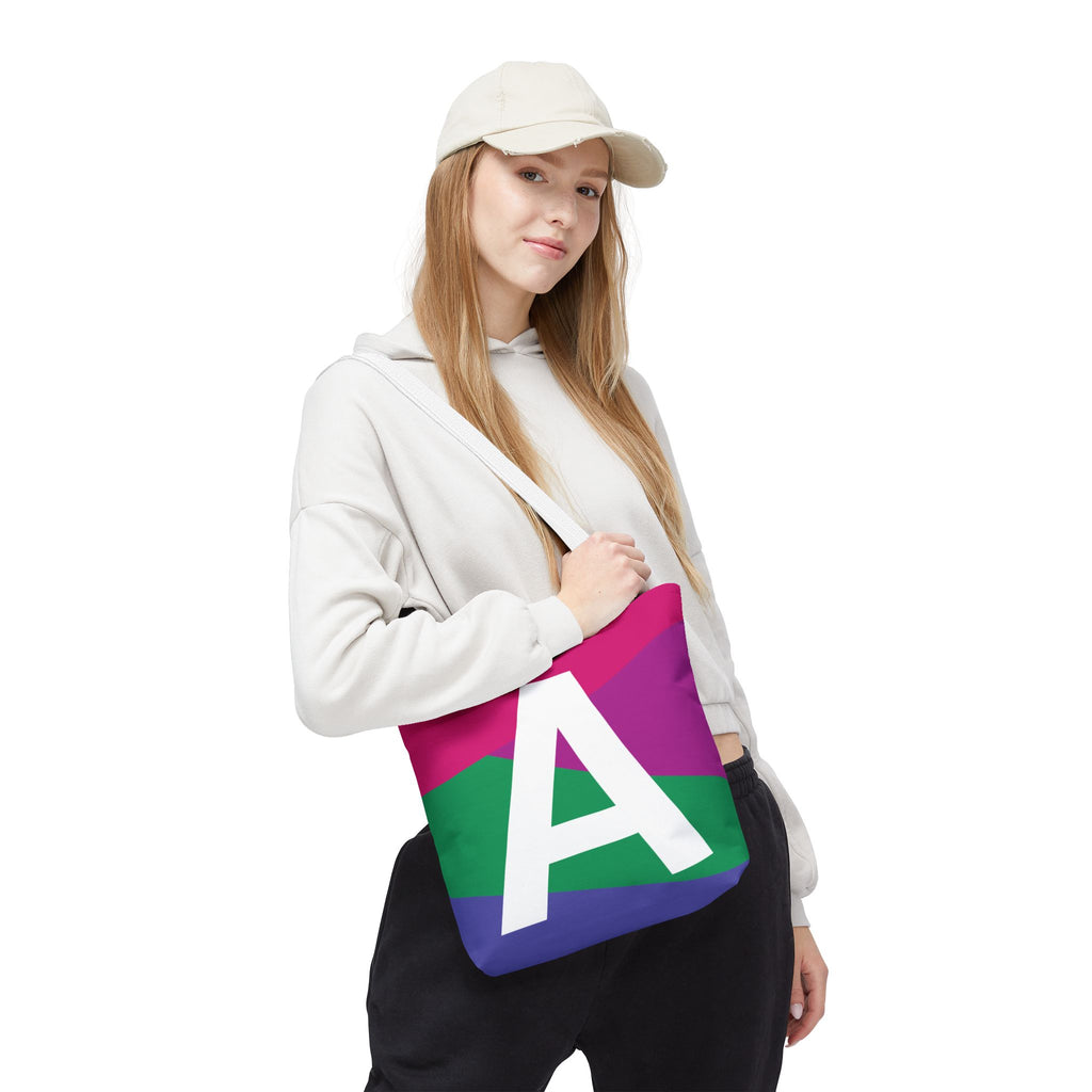 Monogram 'A' Colorblock Tote Bag — Personalized Initial A Shoulder Tote