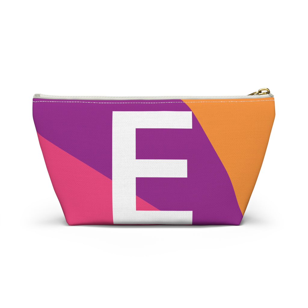 Initials Colorblock Accessory Pouch — Monogram E T-Bottom Cosmetic Bag