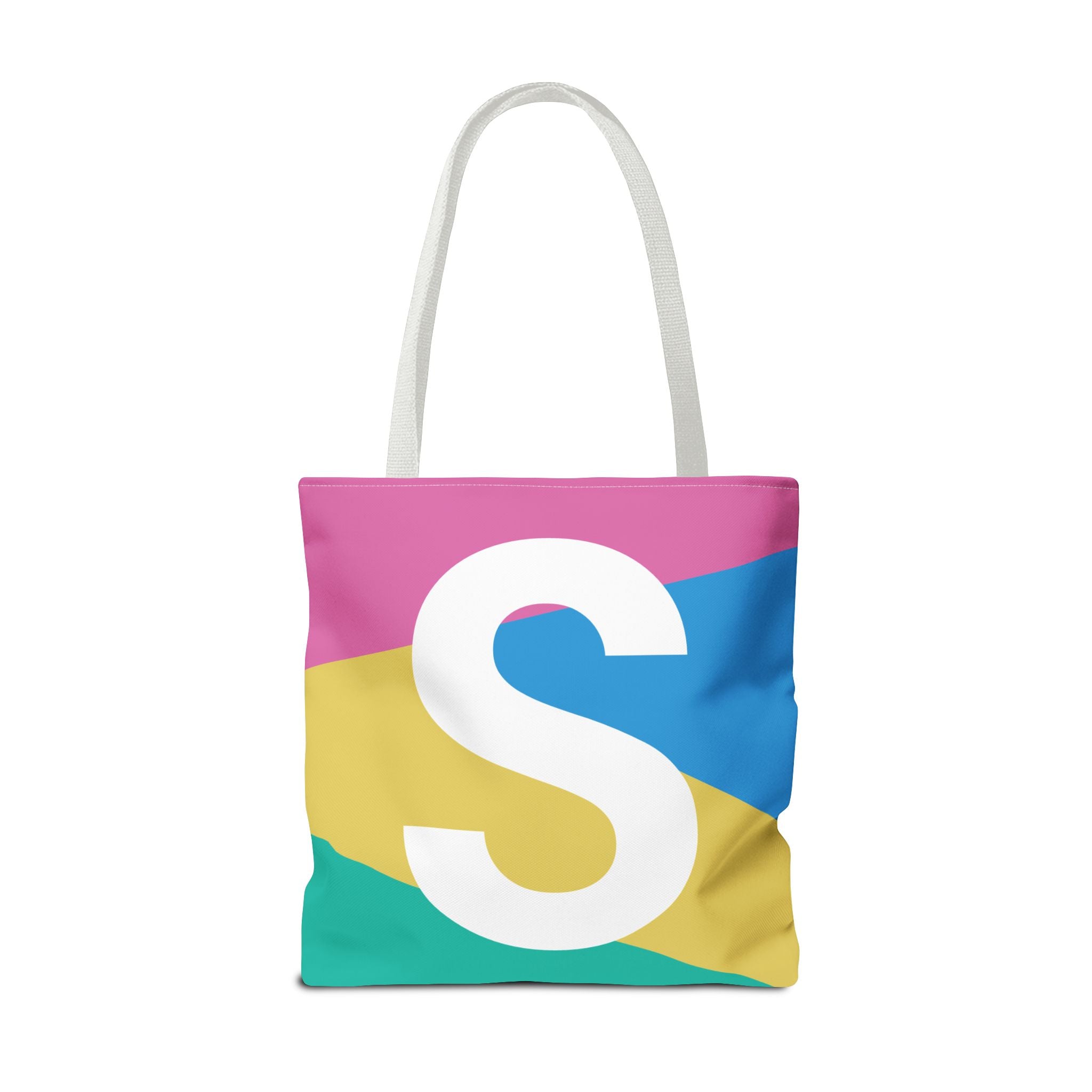 Monogram 'S' Colorblock Tote Bag — Personalized Initial S Shoulder Tote
