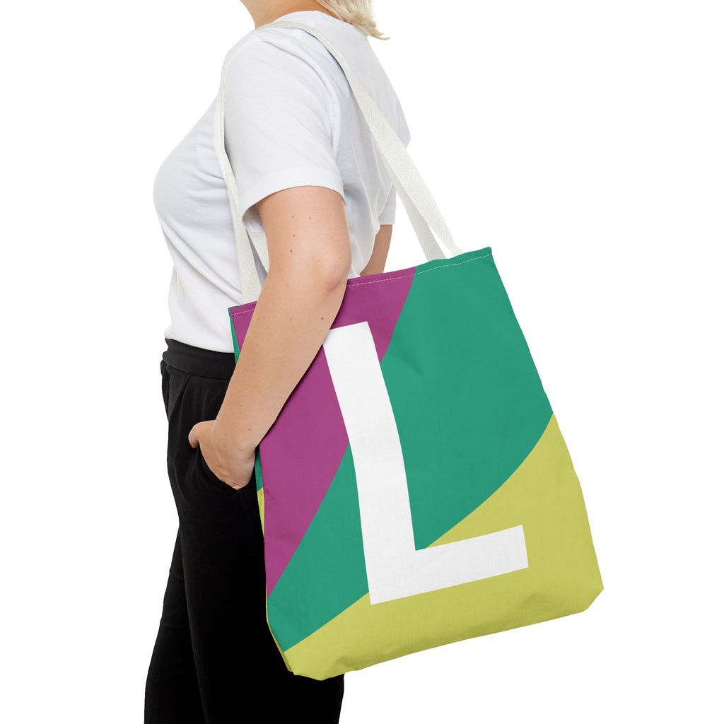 Monogram 'L' Colorblock Tote Bag — Personalized Initial L Shoulder Tote