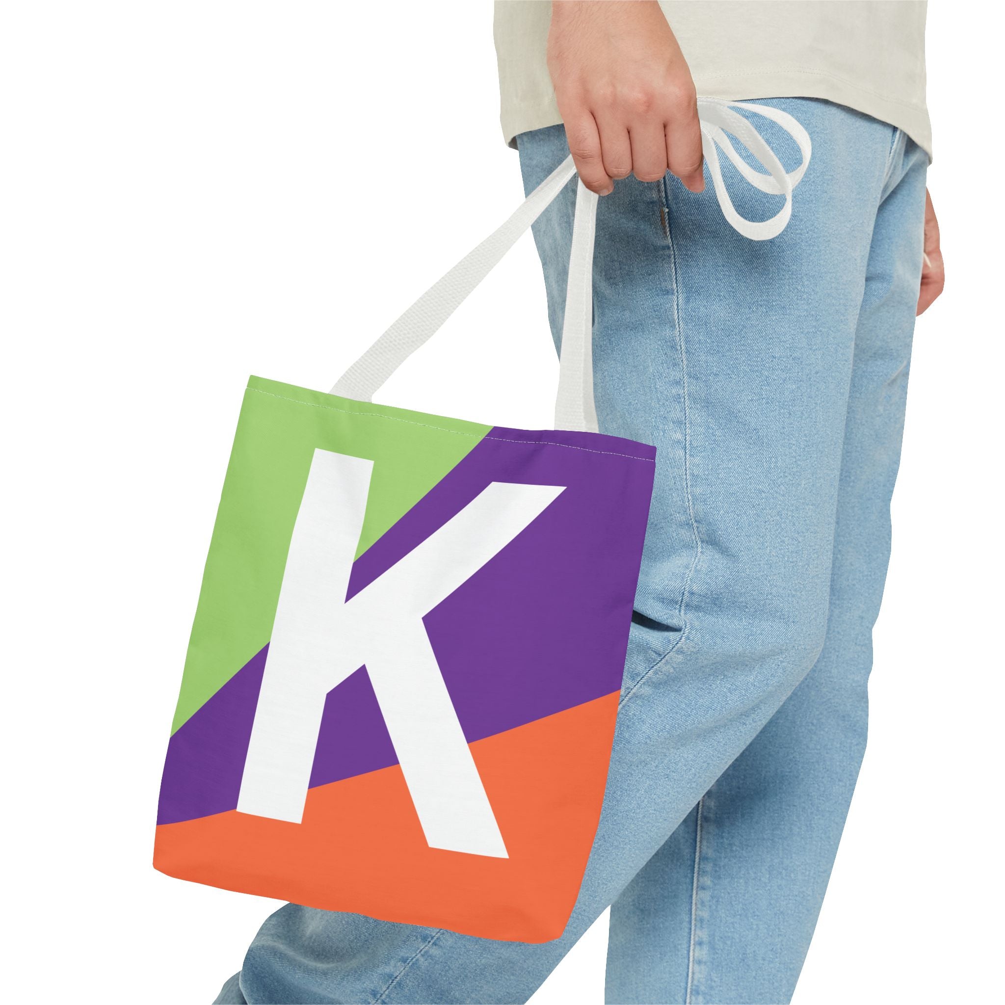 Monogram 'K' Colorblock Tote Bag — Personalized Initial K Shoulder Tote
