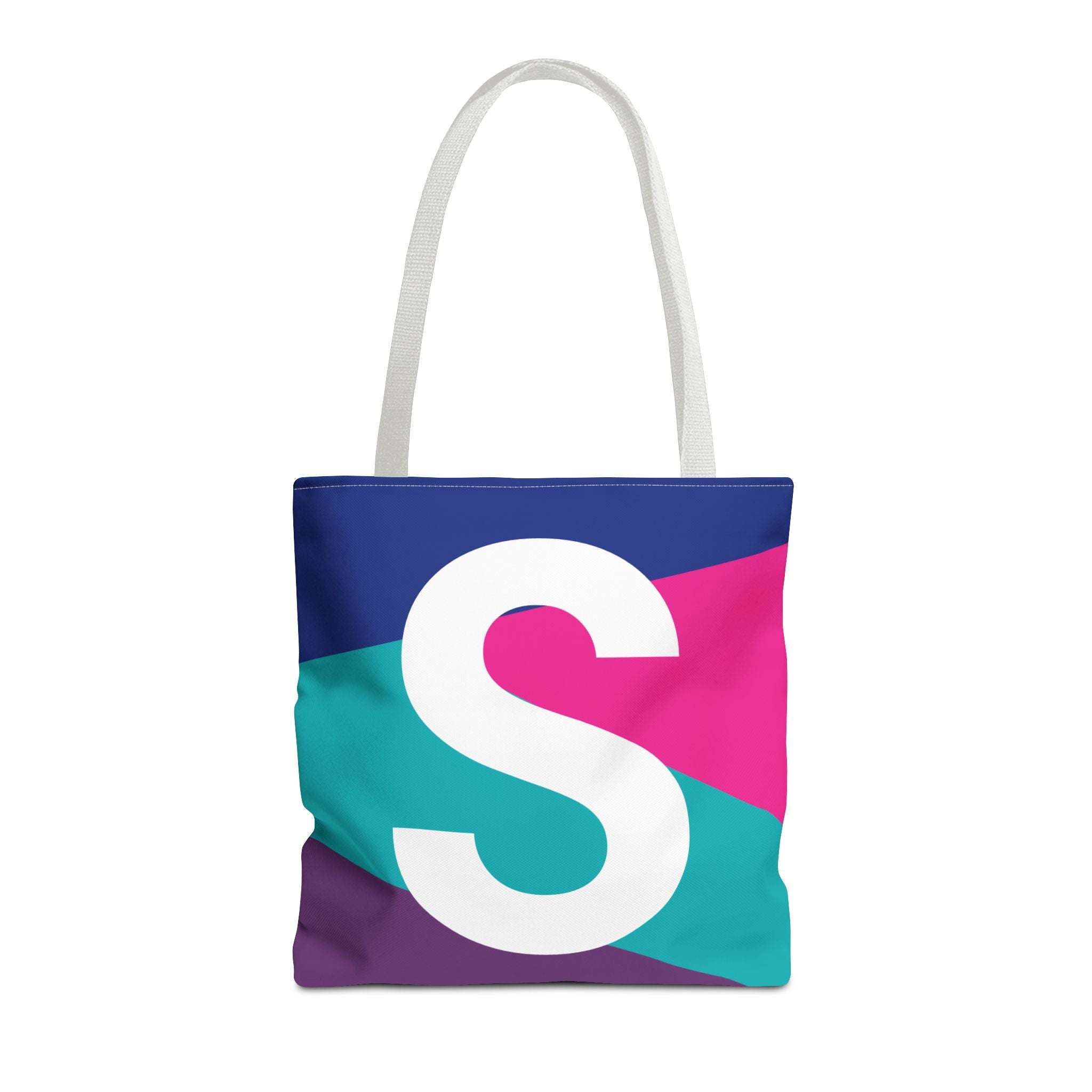 Monogram 'S' Colorblock Tote Bag — Personalized Initial S Shoulder Tote