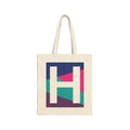 Initial H Colorblock Canvas Tote Bag — Monogram Letter H Reusable Grocery Tote