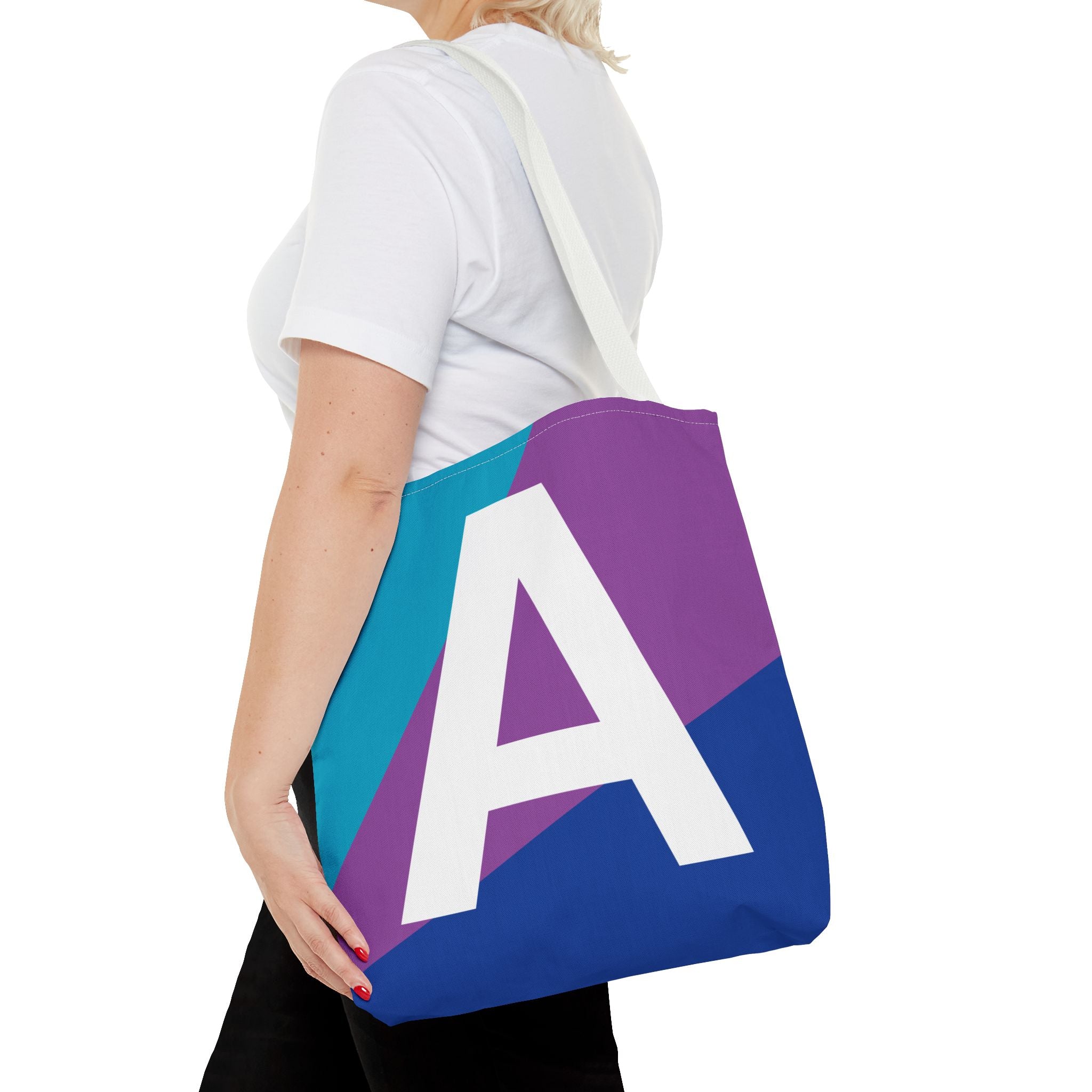 Monogram 'A' Colorblock Tote Bag — Personalized Initial A Shoulder Tote