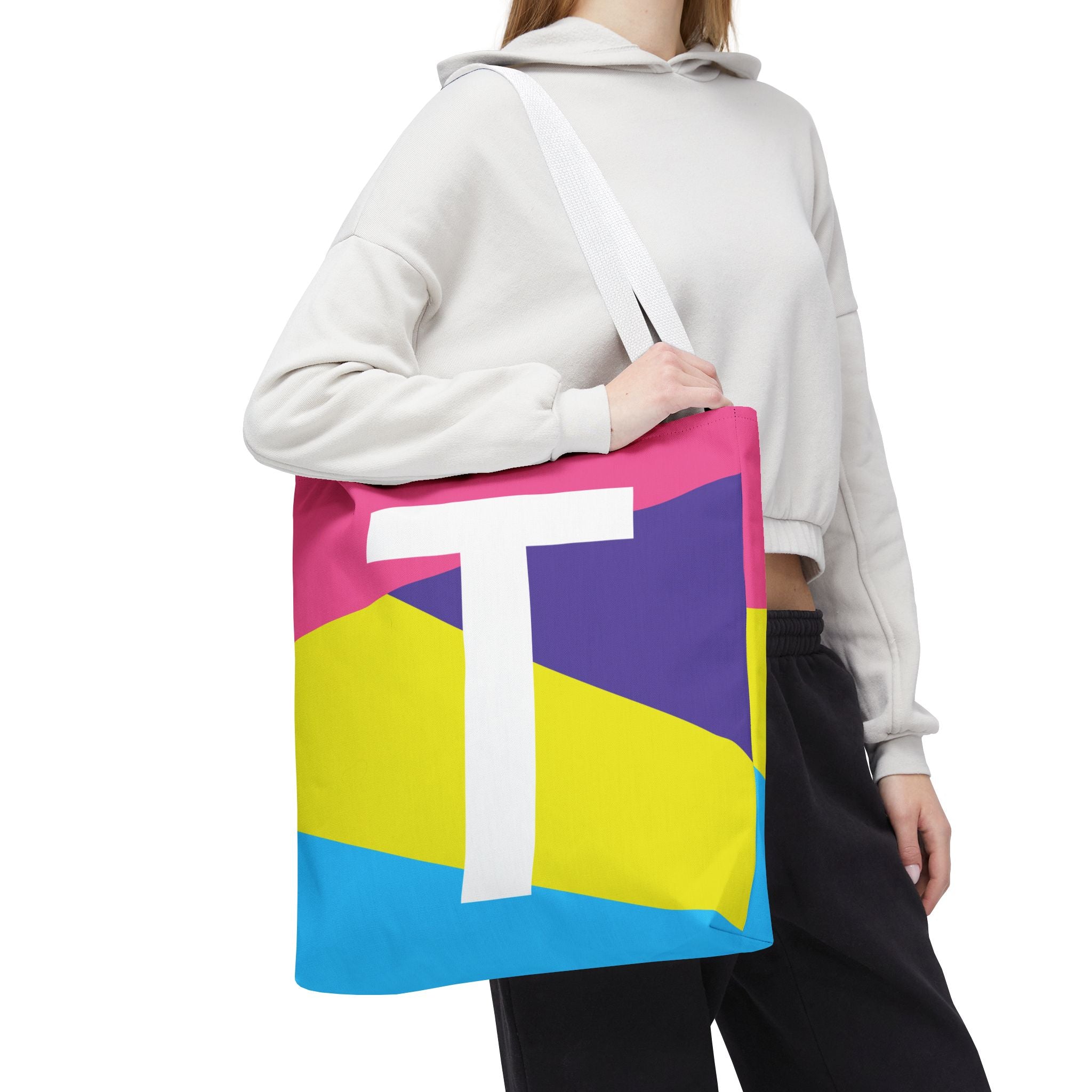 Monogram 'T' Colorblock Tote Bag — Personalized Initial T Shoulder Tote