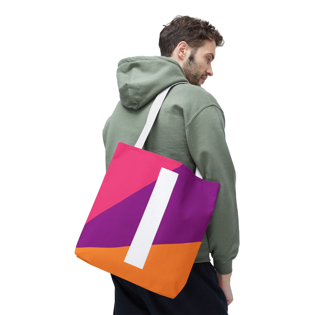Monogram 'I' Colorblock Tote Bag — Personalized Initial I Shoulder Tote