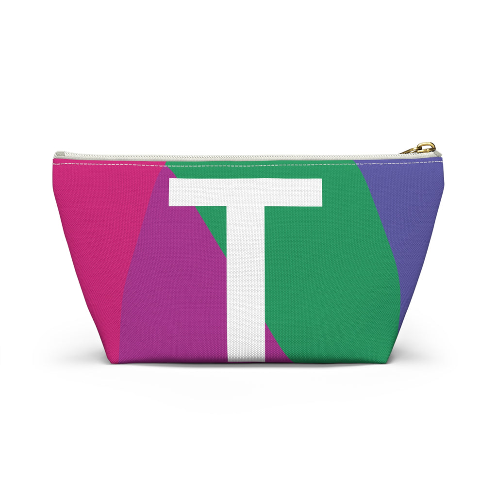 Initials Colorblock Accessory Pouch — Monogram T T-Bottom Cosmetic Bag