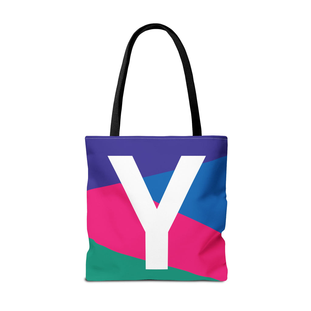 Monogram 'Y' Colorblock Tote Bag — Personalized Initial Y Shoulder Tote