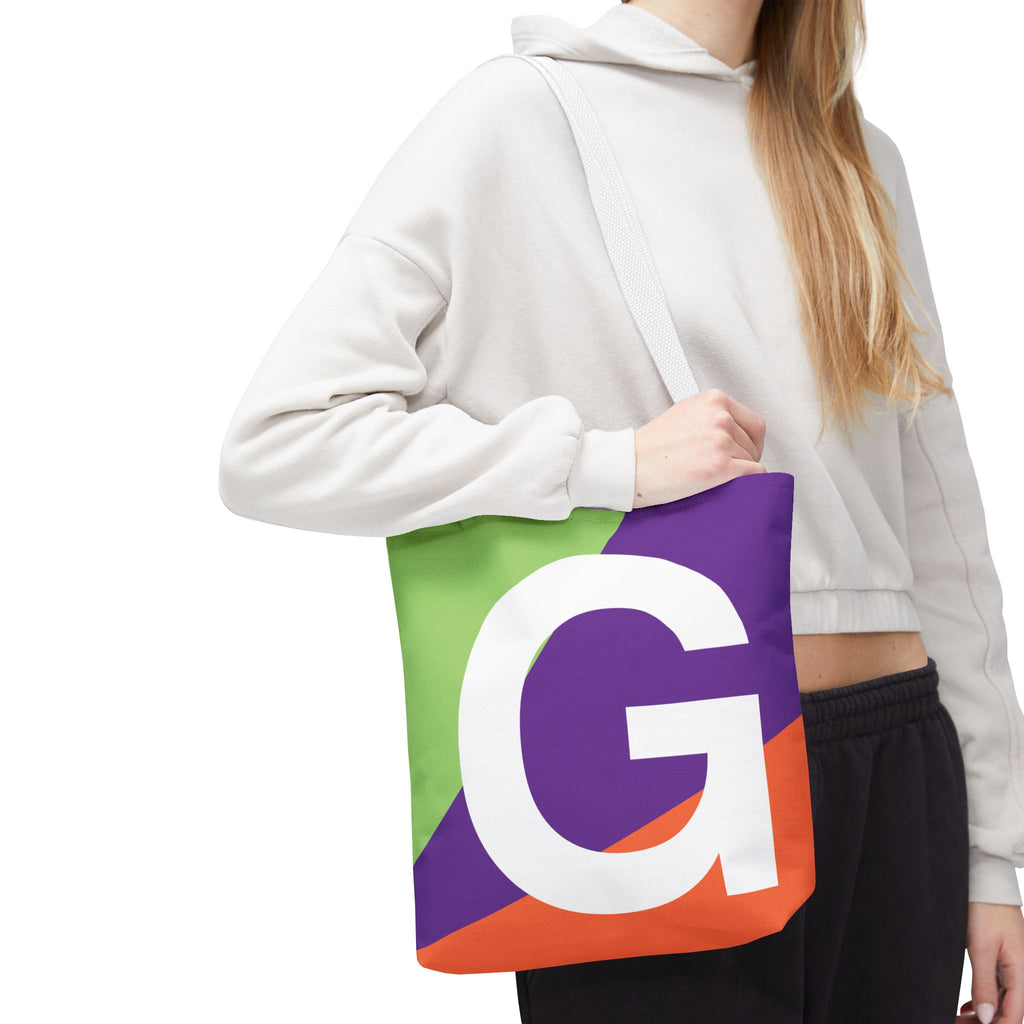 Monogram 'G' Colorblock Tote Bag — Personalized Initial G Shoulder Tote