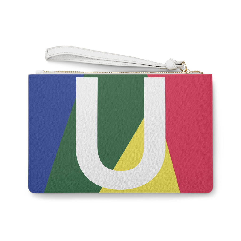 Monogram 'U' Colorblock Clutch Bag — Bold Geometric Wristlet for Everyday & Gifts