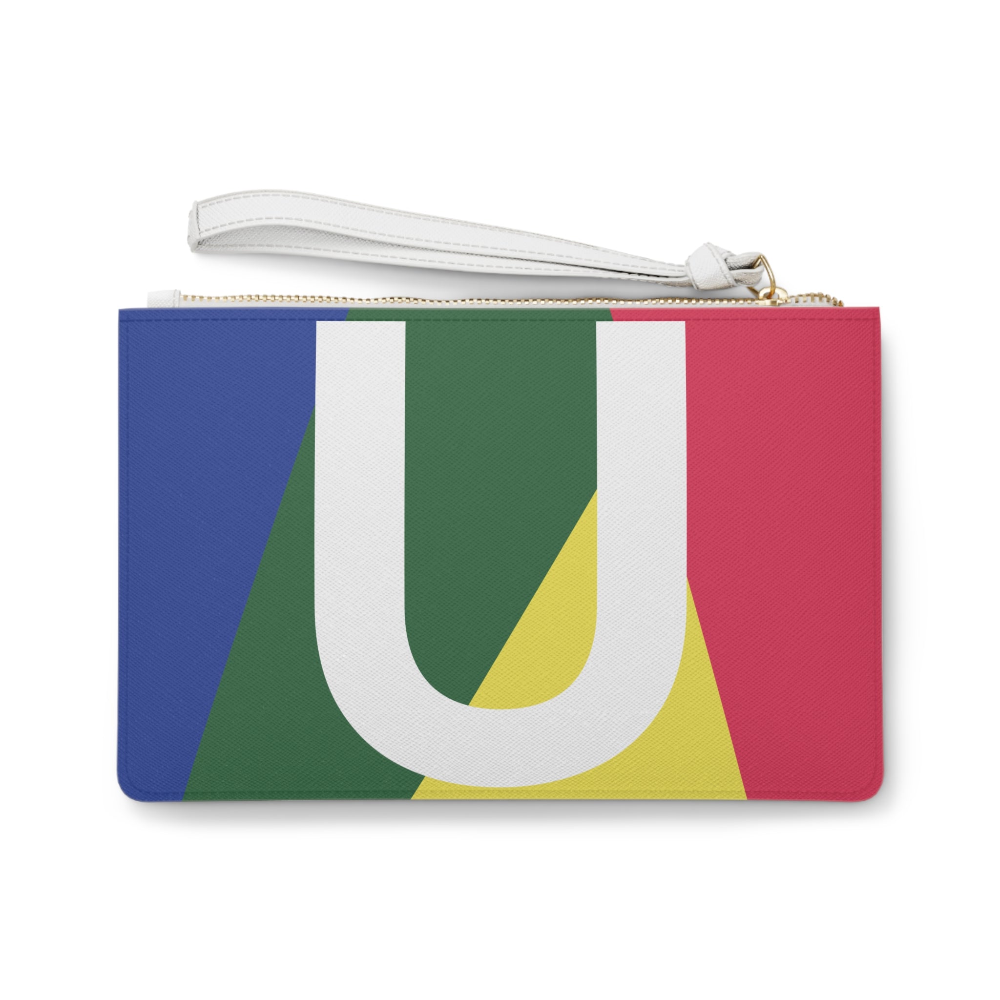 Monogram 'U' Colorblock Clutch Bag — Bold Geometric Wristlet for Everyday & Gifts
