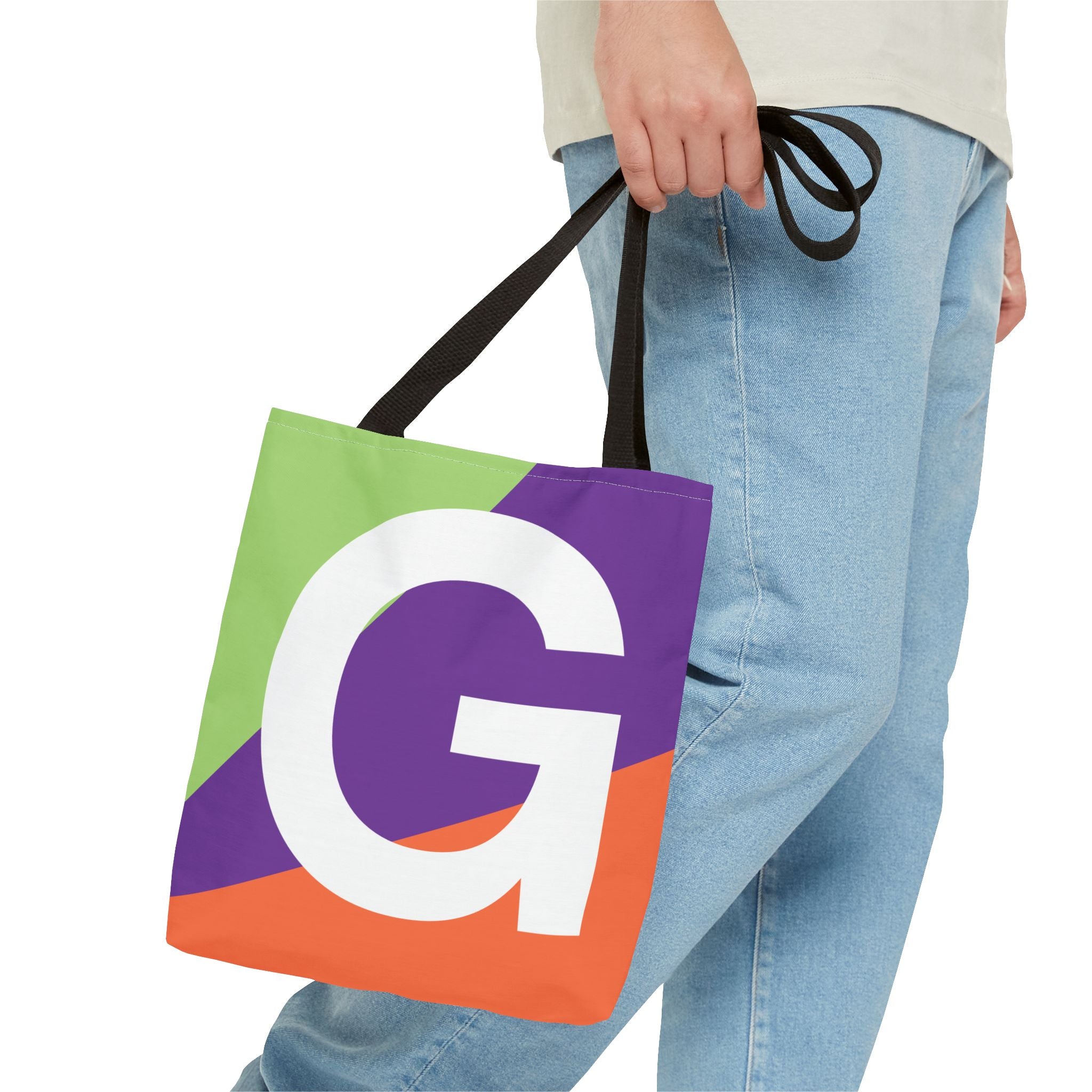 Monogram 'G' Colorblock Tote Bag — Personalized Initial G Shoulder Tote