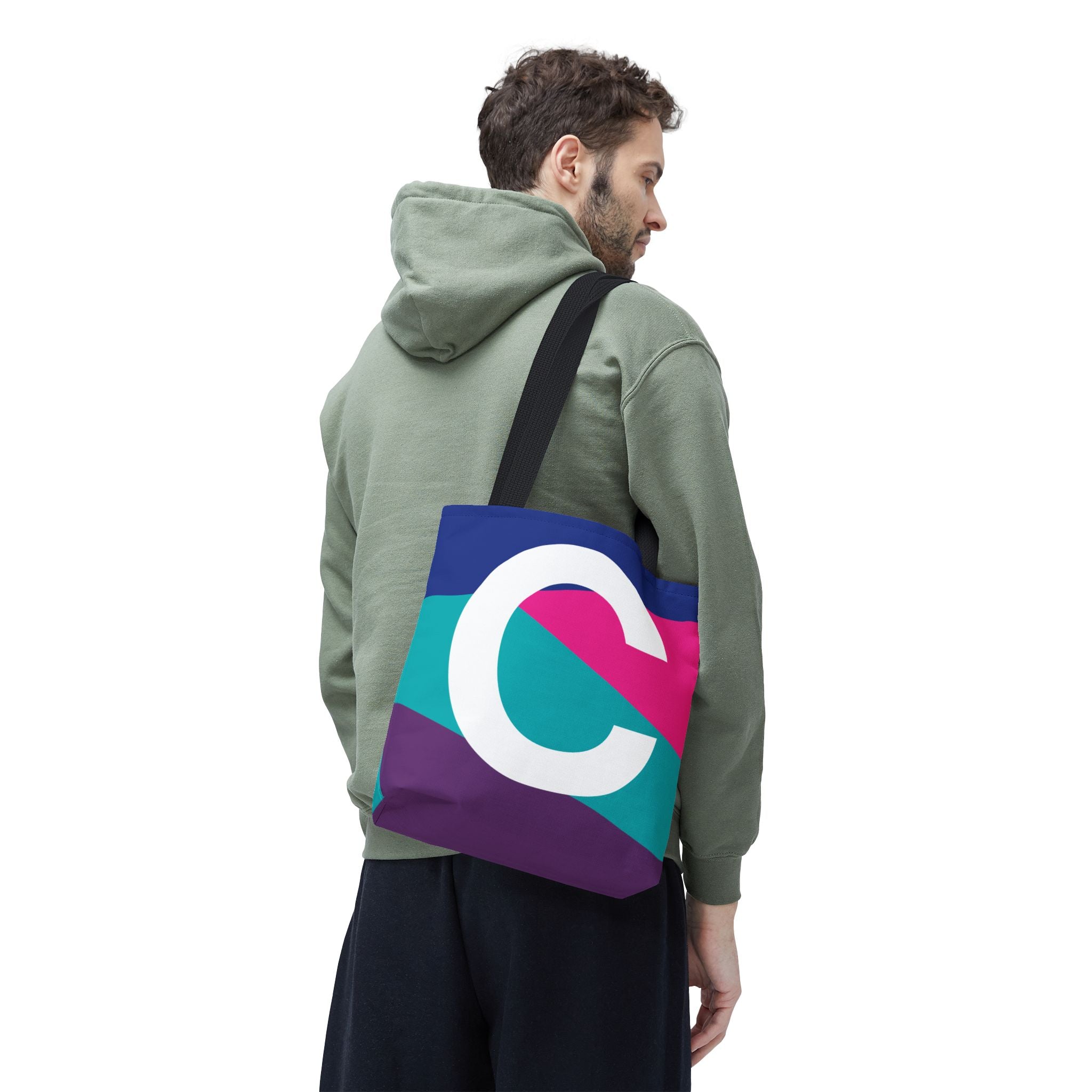 Monogram 'C' Colorblock Tote Bag — Personalized Initial C Shoulder Tote