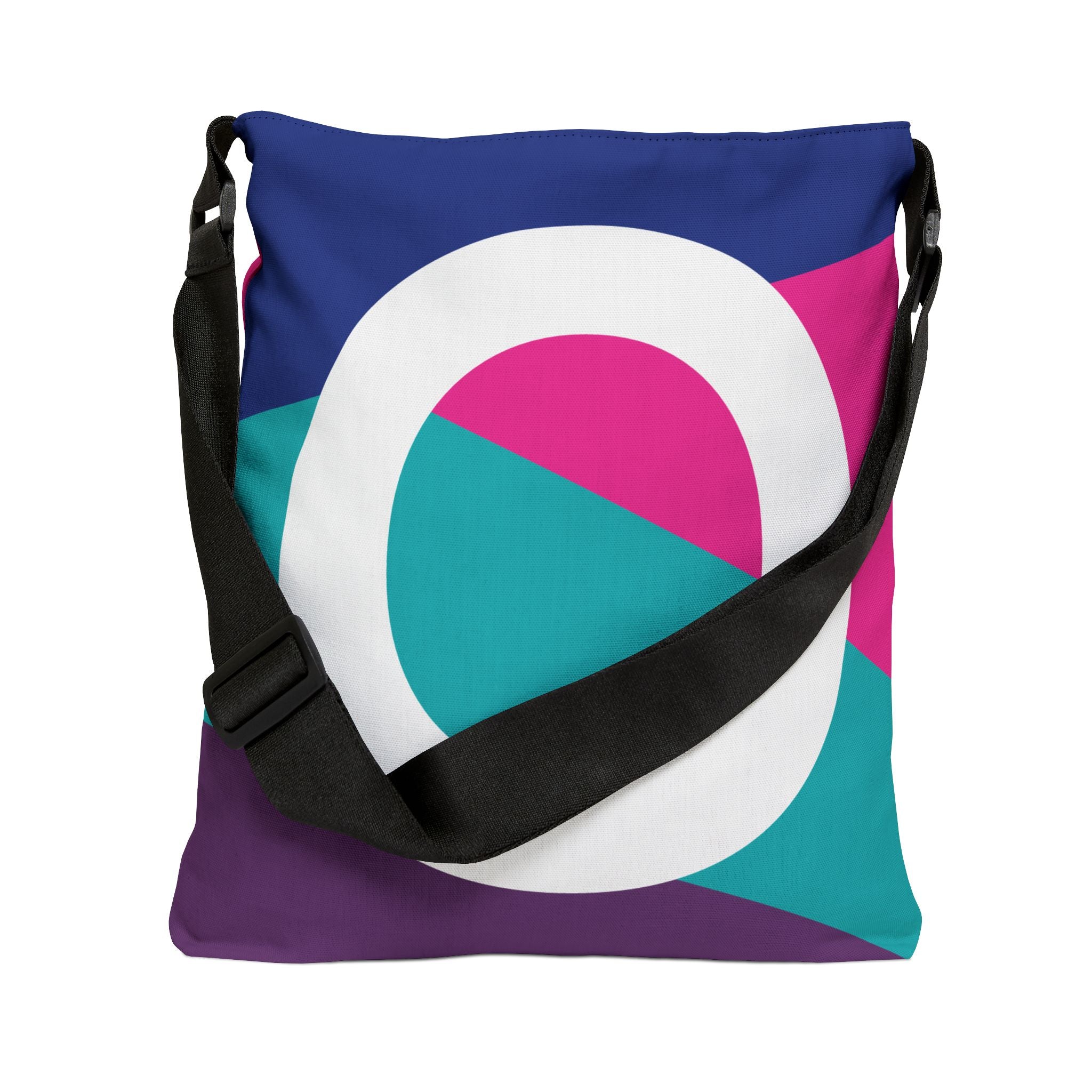 Initial Letter 'O' Colorblock Adjustable Tote Bag — Monogram Alphabet Shoulder Bag