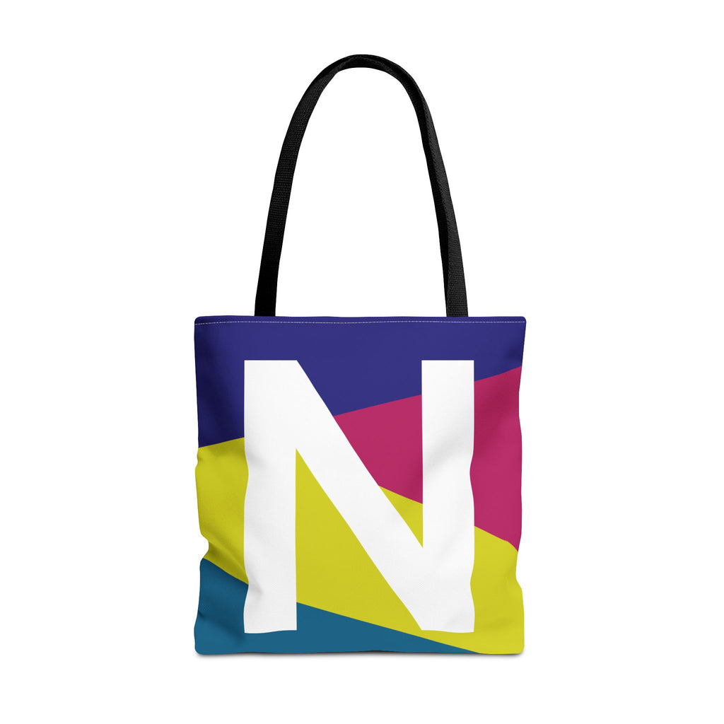 Monogram 'N' Colorblock Tote Bag — Personalized Initial N Shoulder Tote