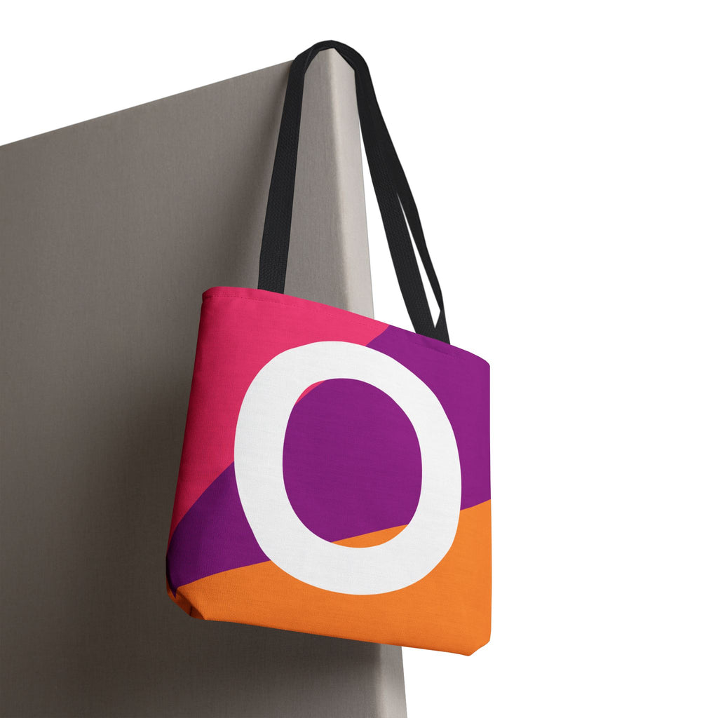 Monogram 'O' Colorblock Tote Bag — Personalized Initial O Shoulder Tote