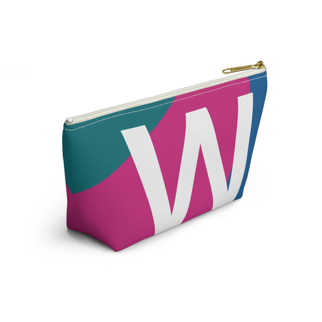Initials Colorblock Accessory Pouch — Monogram W T-Bottom Cosmetic Bag