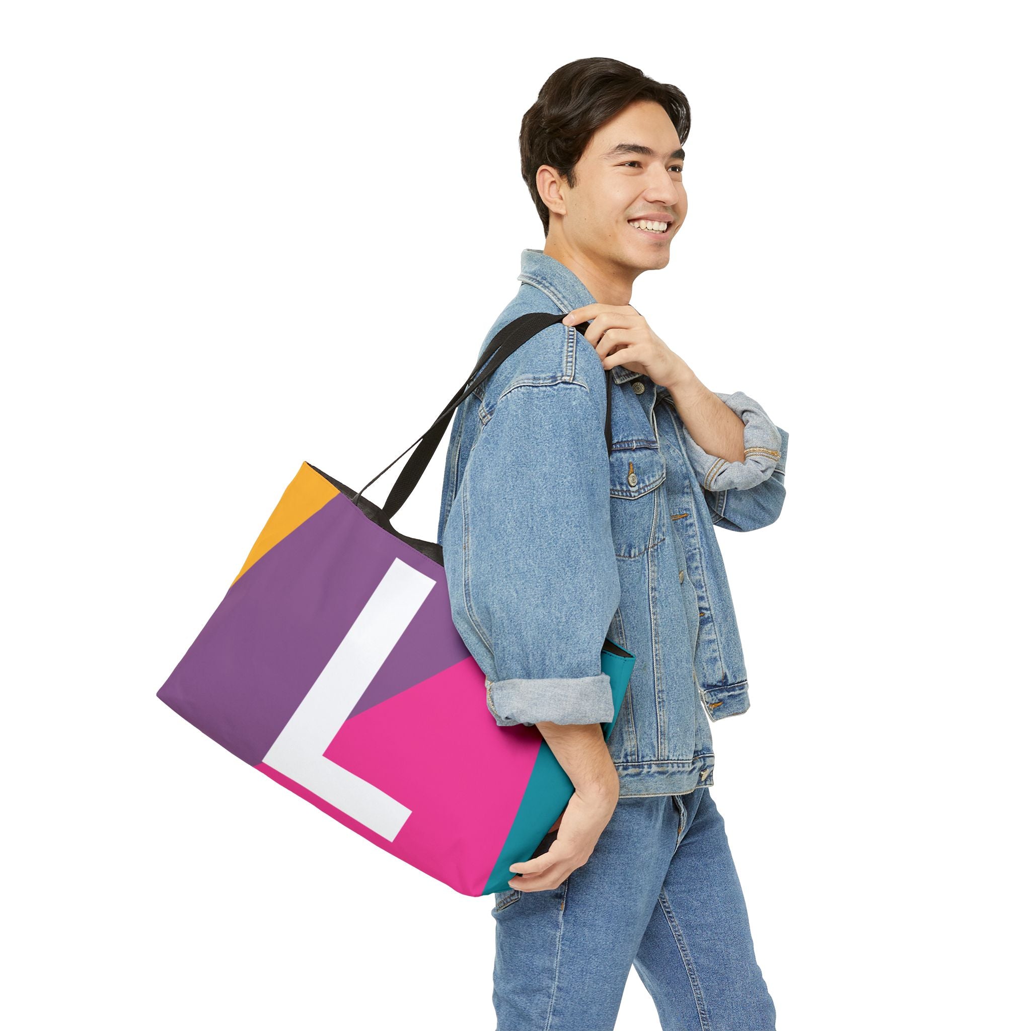 Personalized 'L' Colorblock Tote Bag — Monogram Weekender Tote