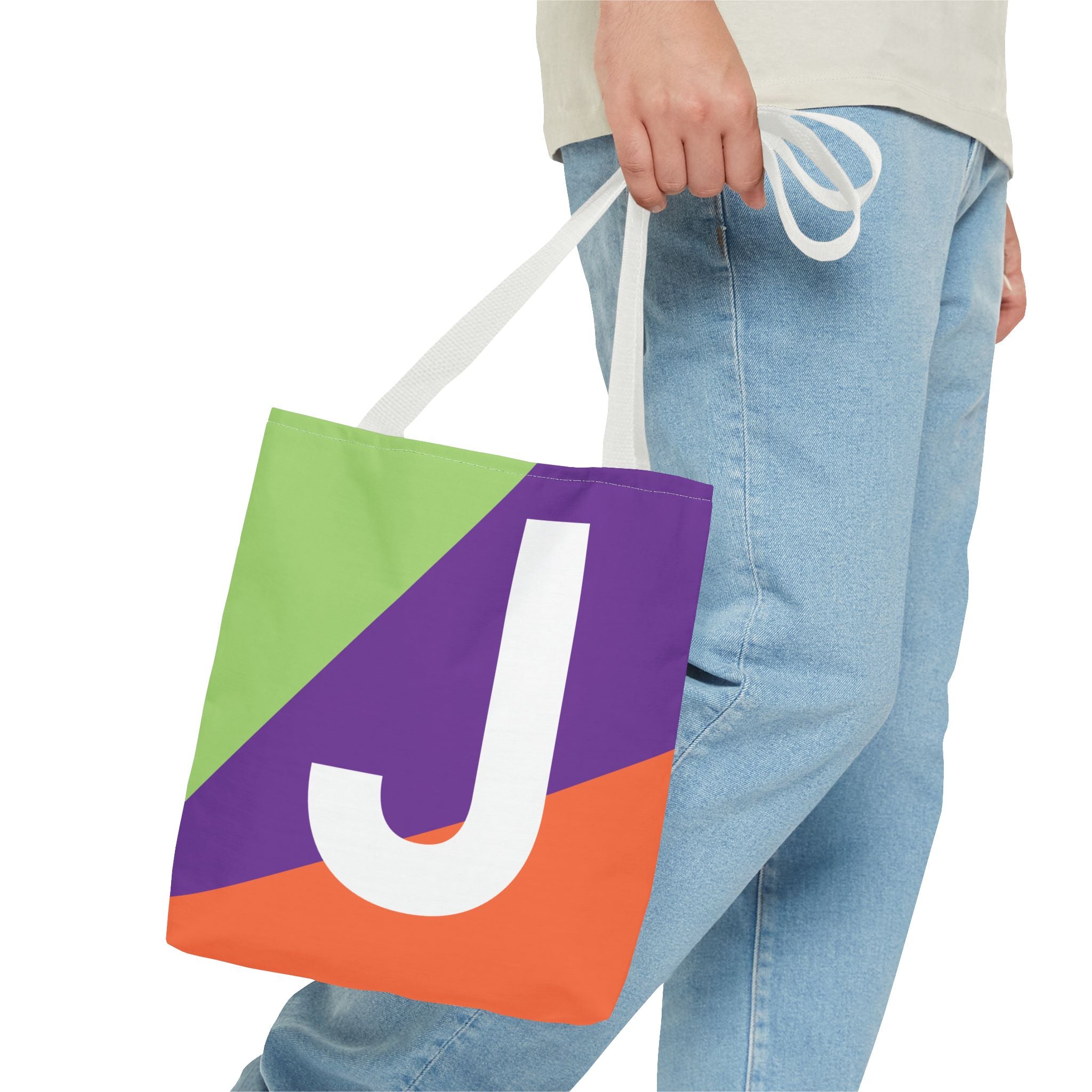 Monogram 'J' Colorblock Tote Bag — Personalized Initial J Shoulder Tote