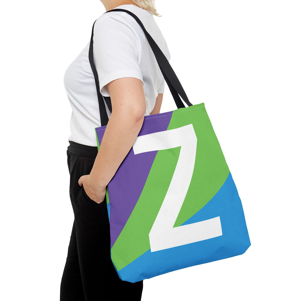 Monogram 'Z' Colorblock Tote Bag — Personalized Initial Z Shoulder Tote