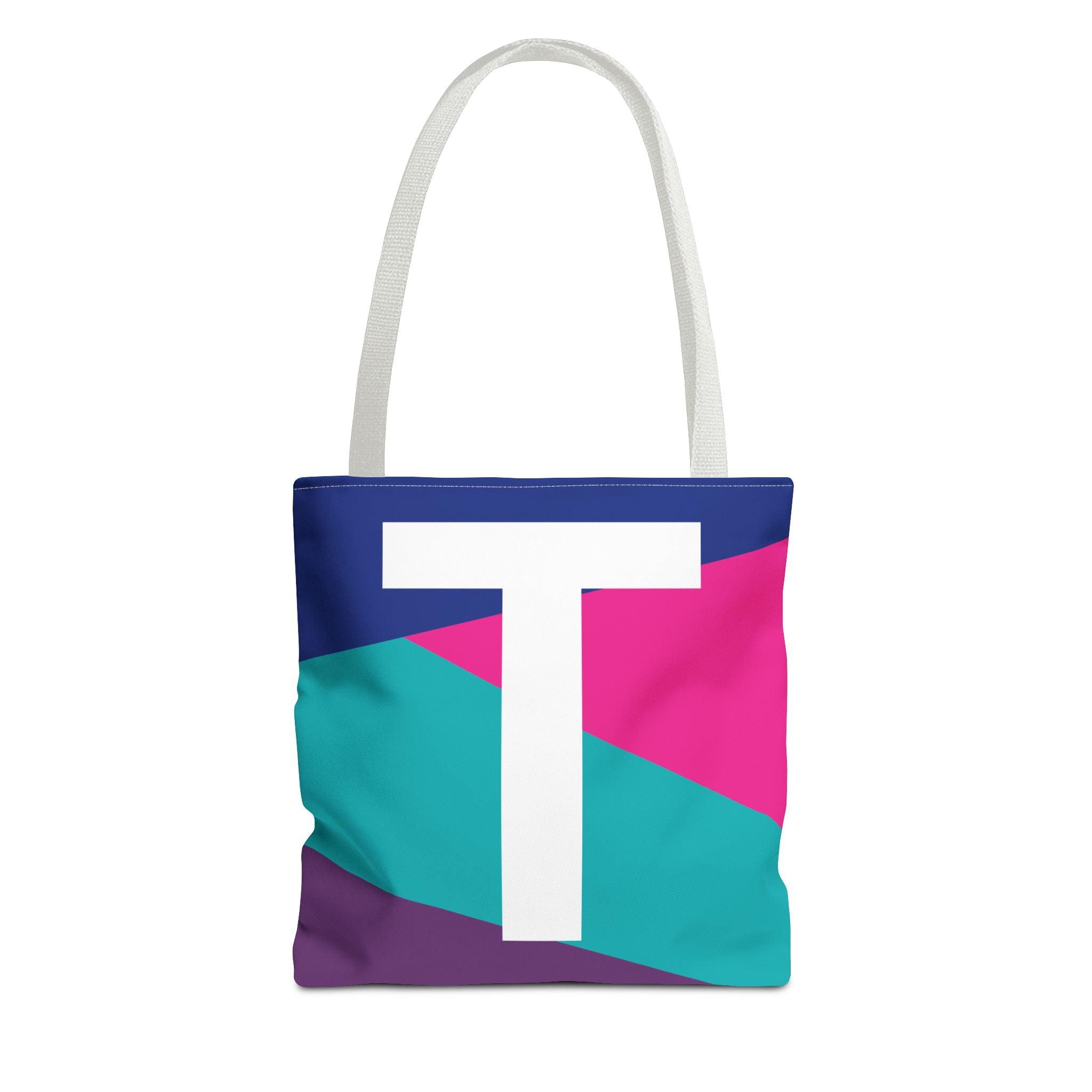 Monogram 'T' Colorblock Tote Bag — Personalized Initial T Shoulder Tote