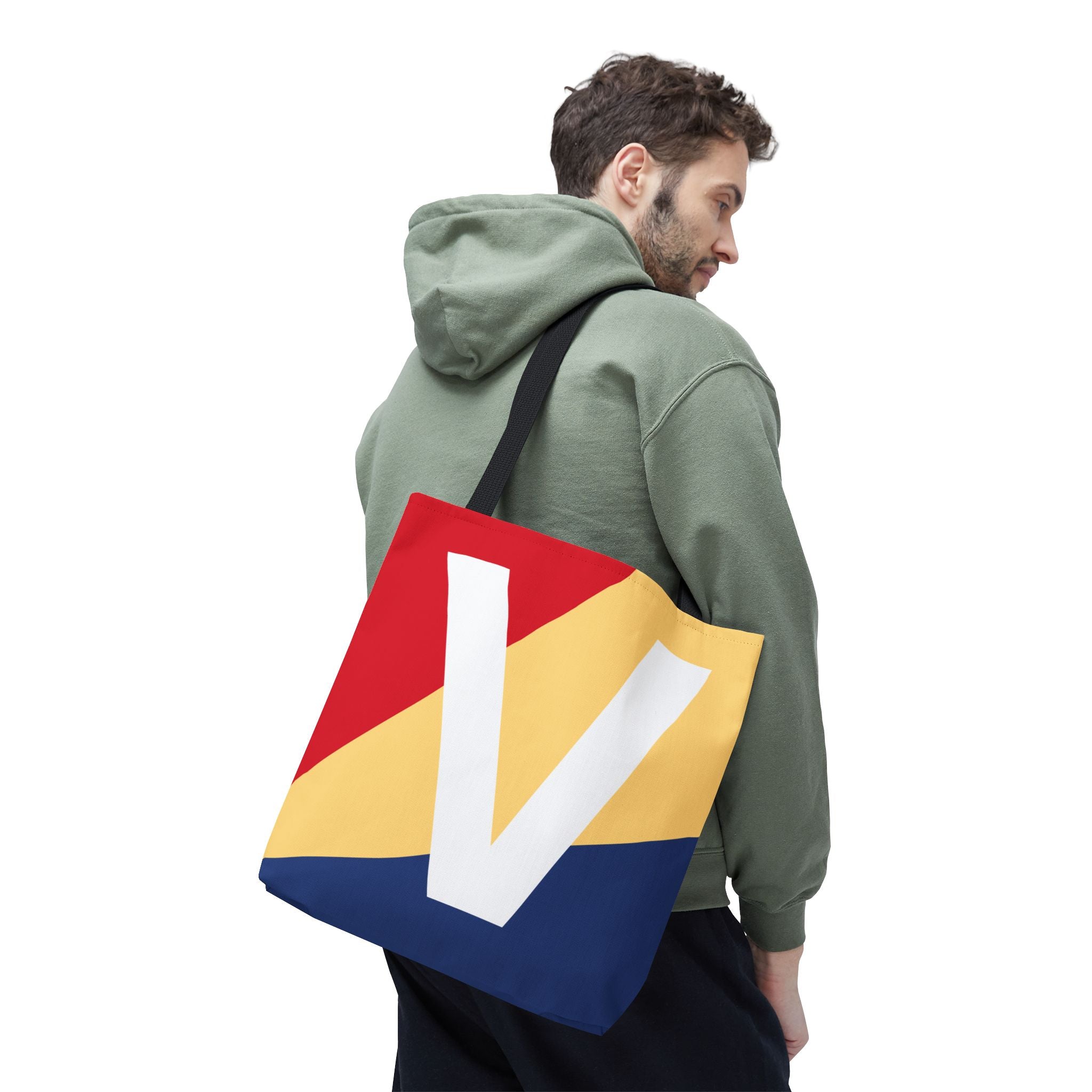 Monogram 'V' Colorblock Tote Bag — Personalized Initial V Shoulder Tote