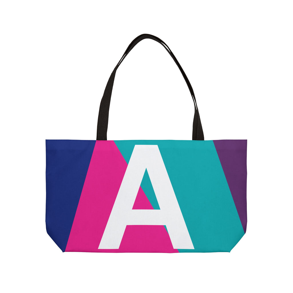 Personalized 'A' Colorblock Tote Bag — Monogram Weekender Tote