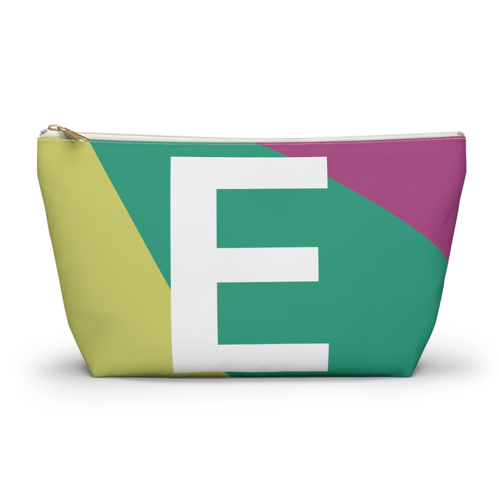 Initials Colorblock Accessory Pouch — Monogram E T-Bottom Cosmetic Bag