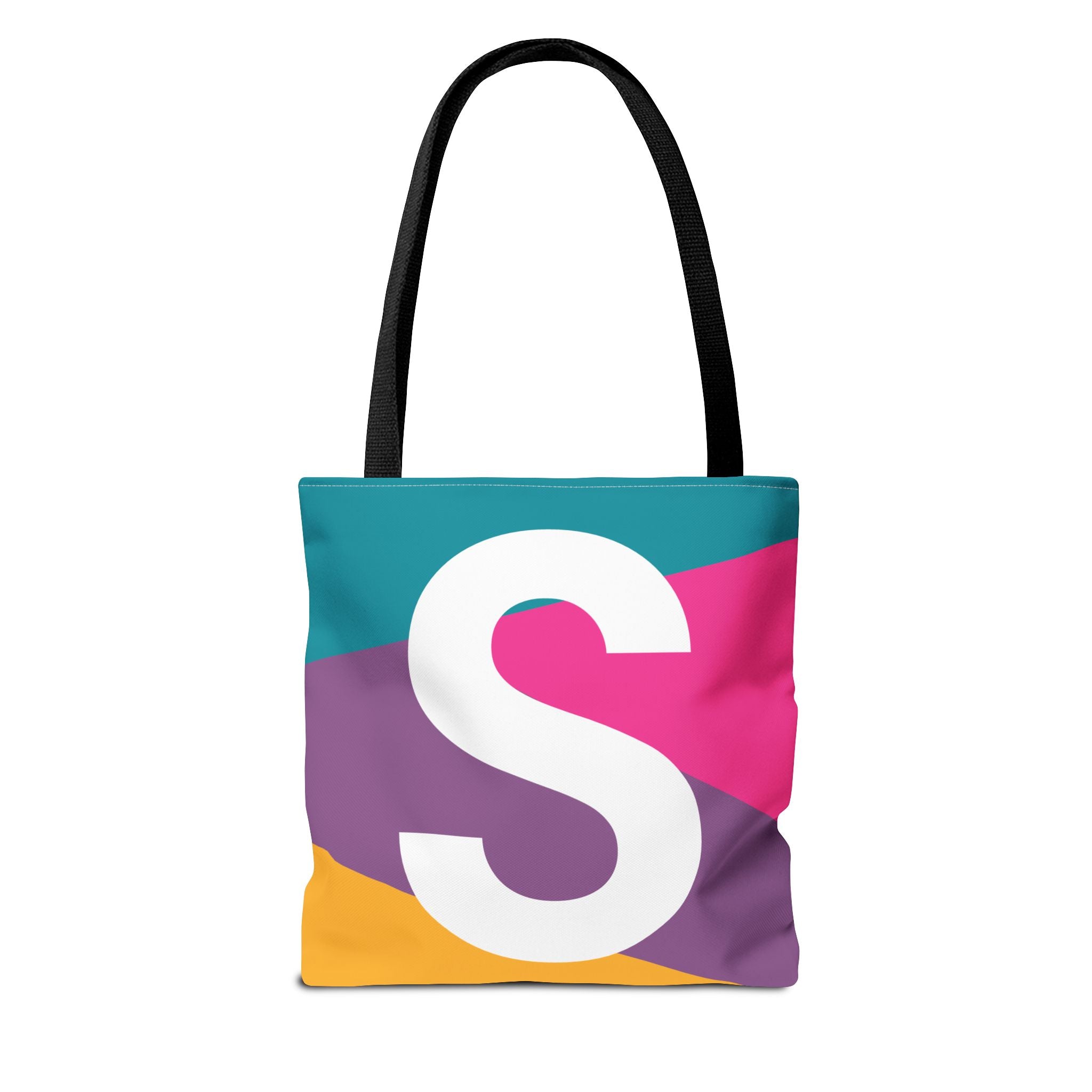 Monogram 'S' Colorblock Tote Bag — Personalized Initial S Shoulder Tote