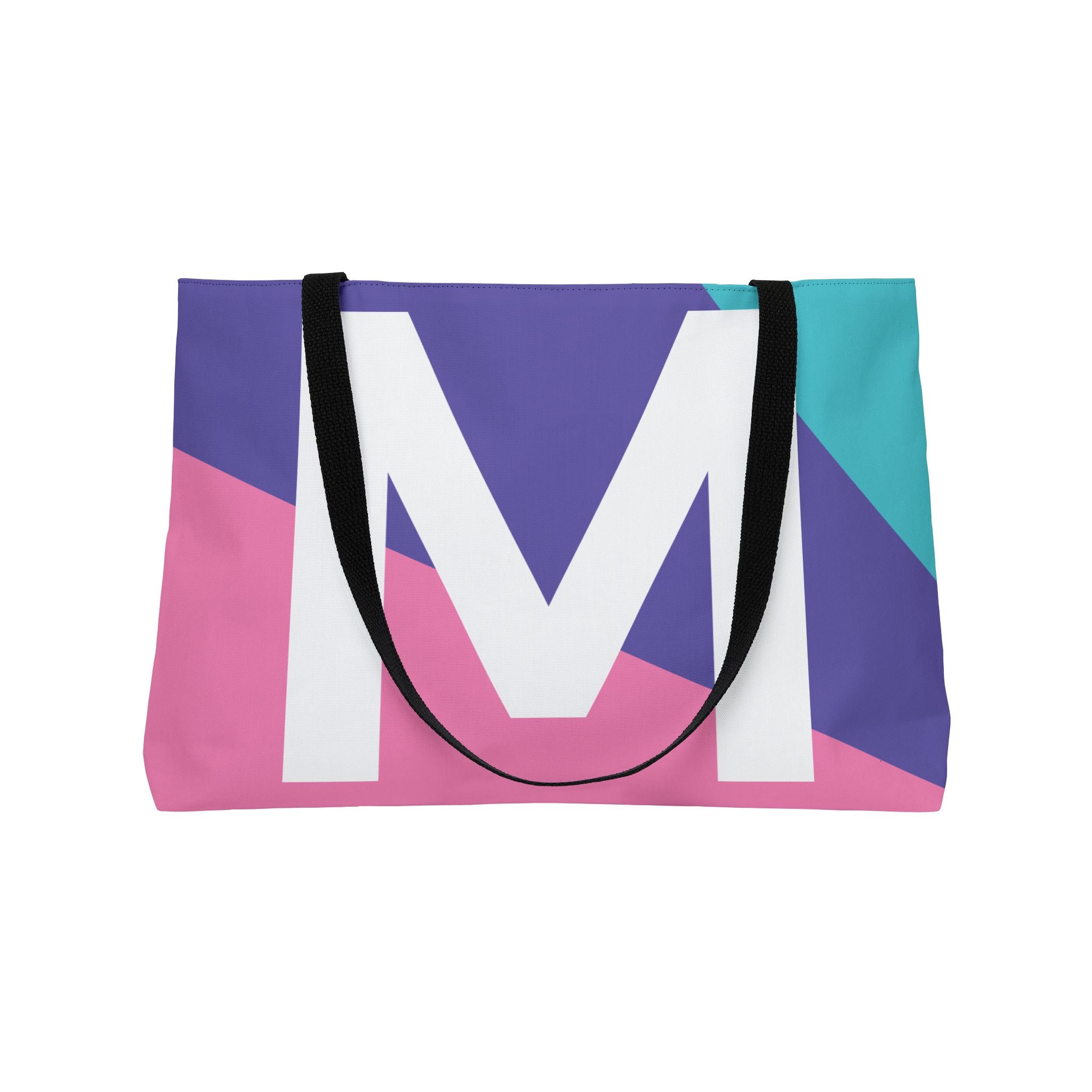 Personalized 'M' Colorblock Tote Bag — Monogram Weekender Tote