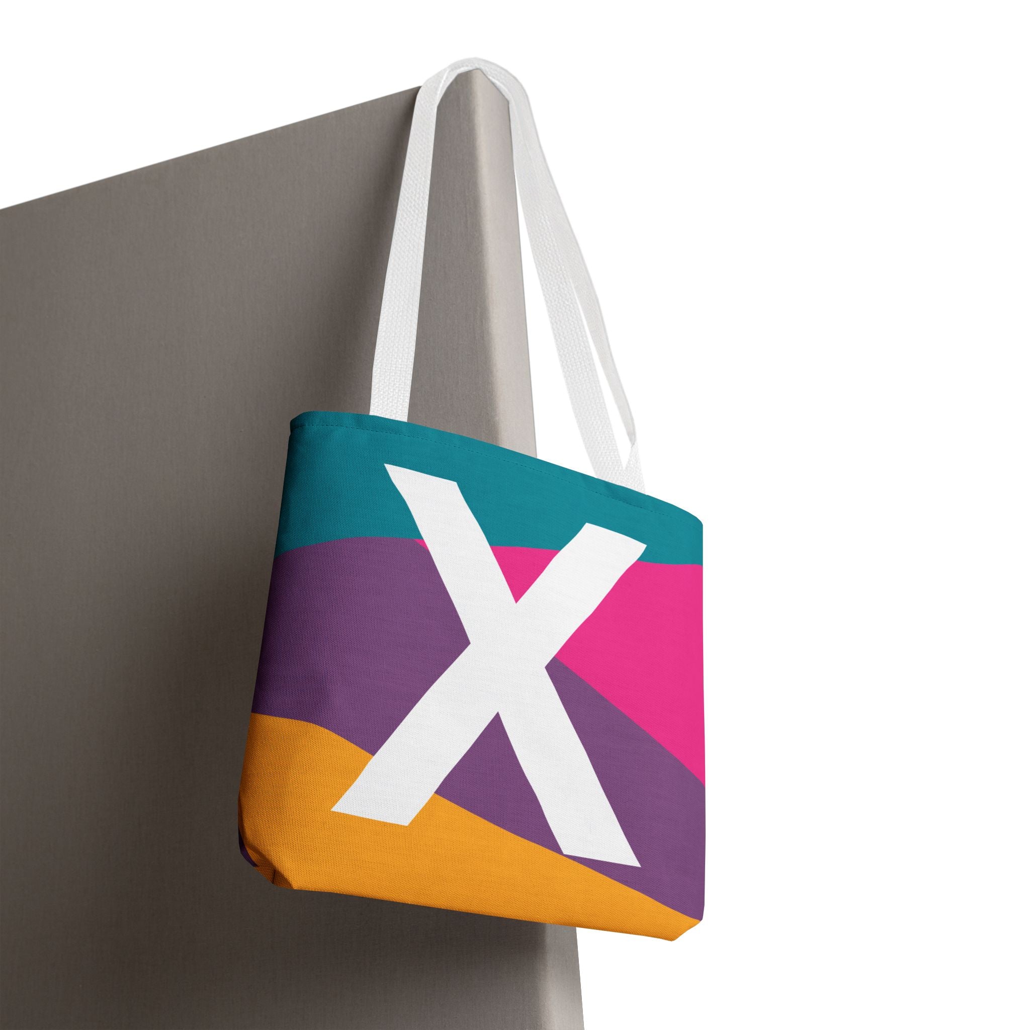 Monogram 'X' Colorblock Tote Bag — Personalized Initial X Shoulder Tote