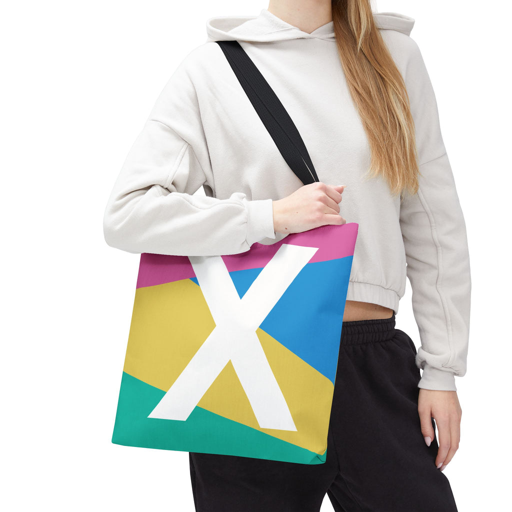 Monogram 'X' Colorblock Tote Bag — Personalized Initial X Shoulder Tote