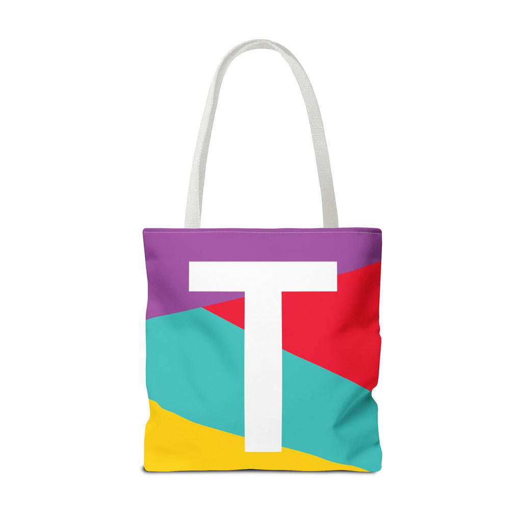 Monogram 'T' Colorblock Tote Bag — Personalized Initial T Shoulder Tote