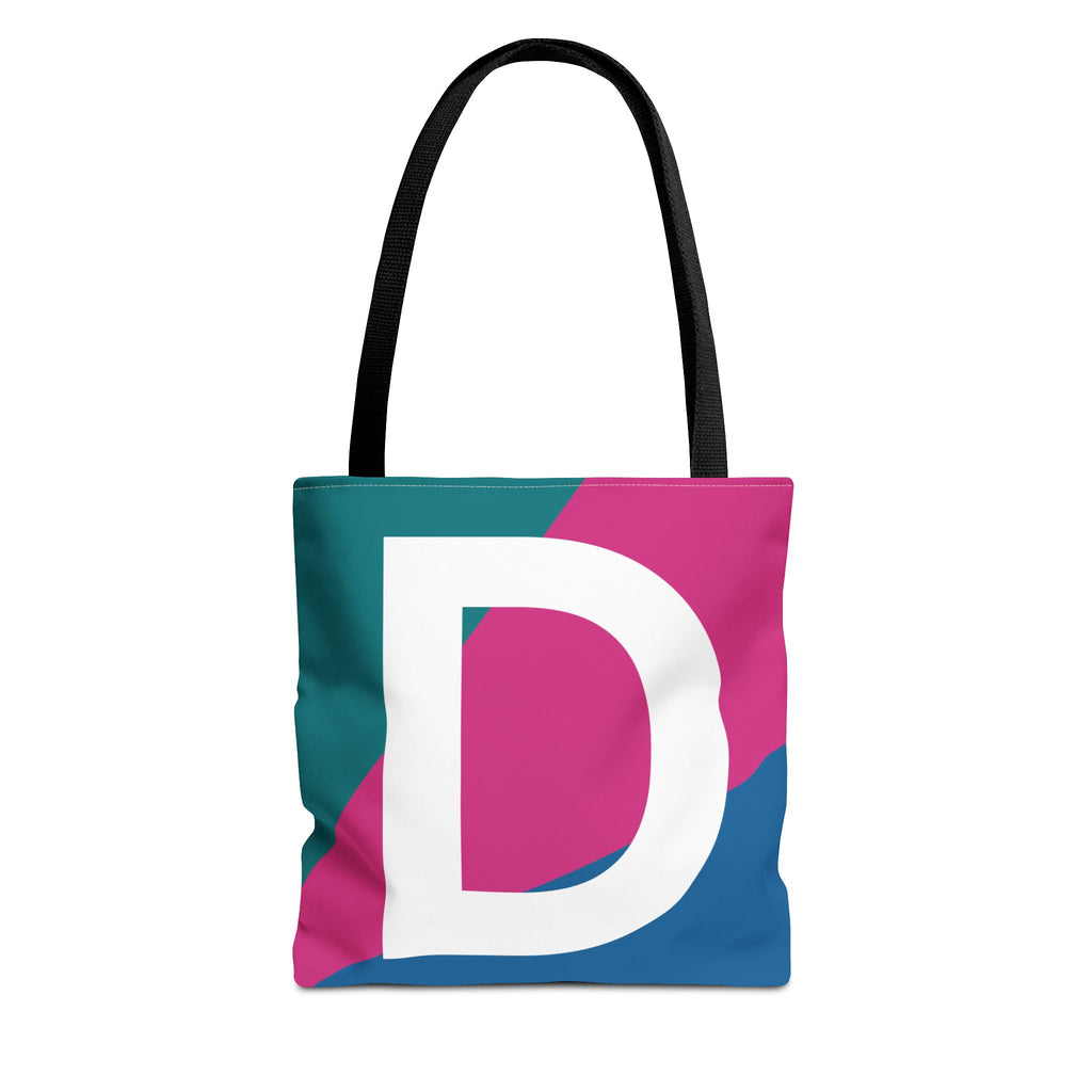 Monogram 'D' Colorblock Tote Bag — Personalized Initial D Shoulder Tote