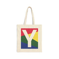 Initial Y Colorblock Canvas Tote Bag — Monogram Letter Y Reusable Grocery Tote