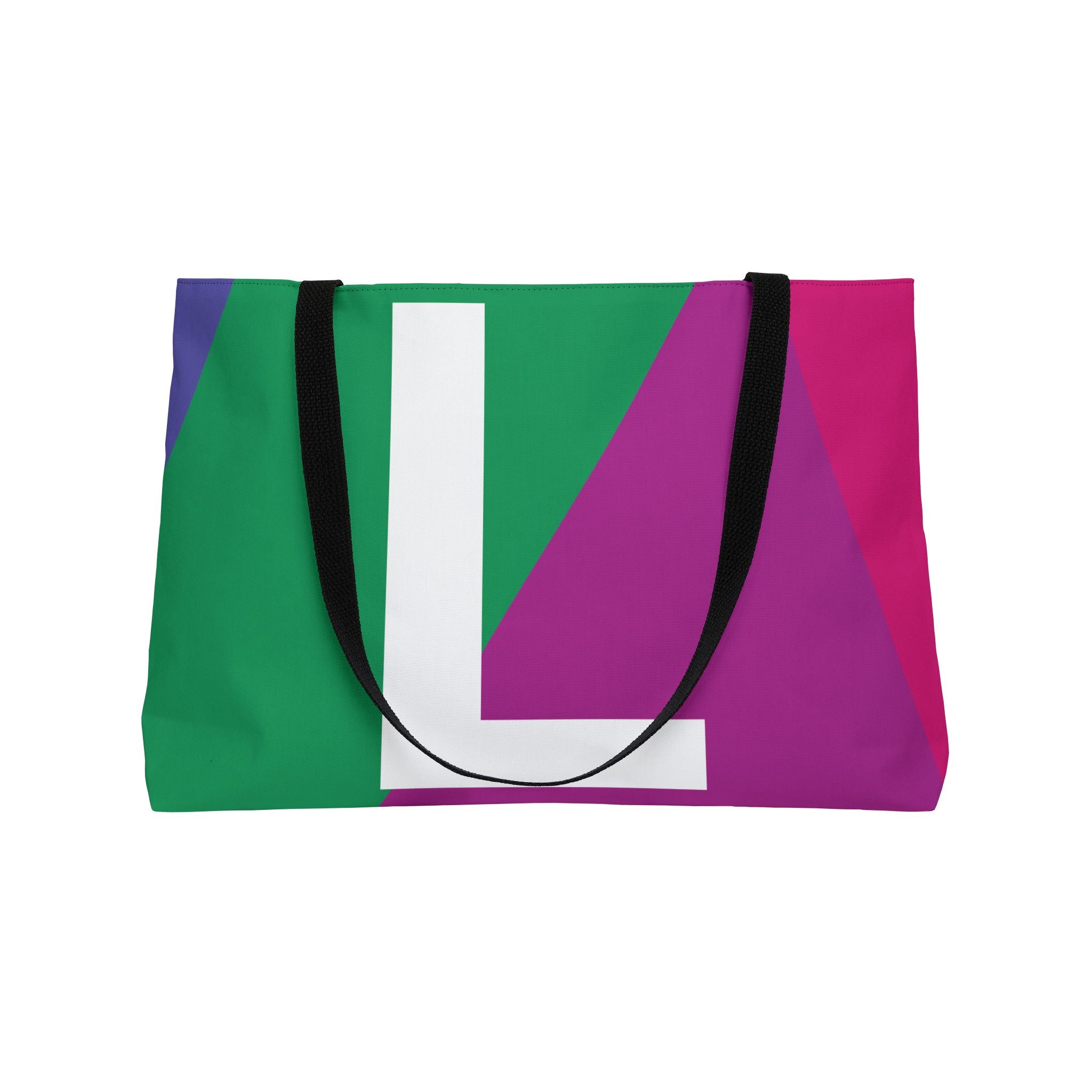 Personalized 'L' Colorblock Tote Bag — Monogram Weekender Tote